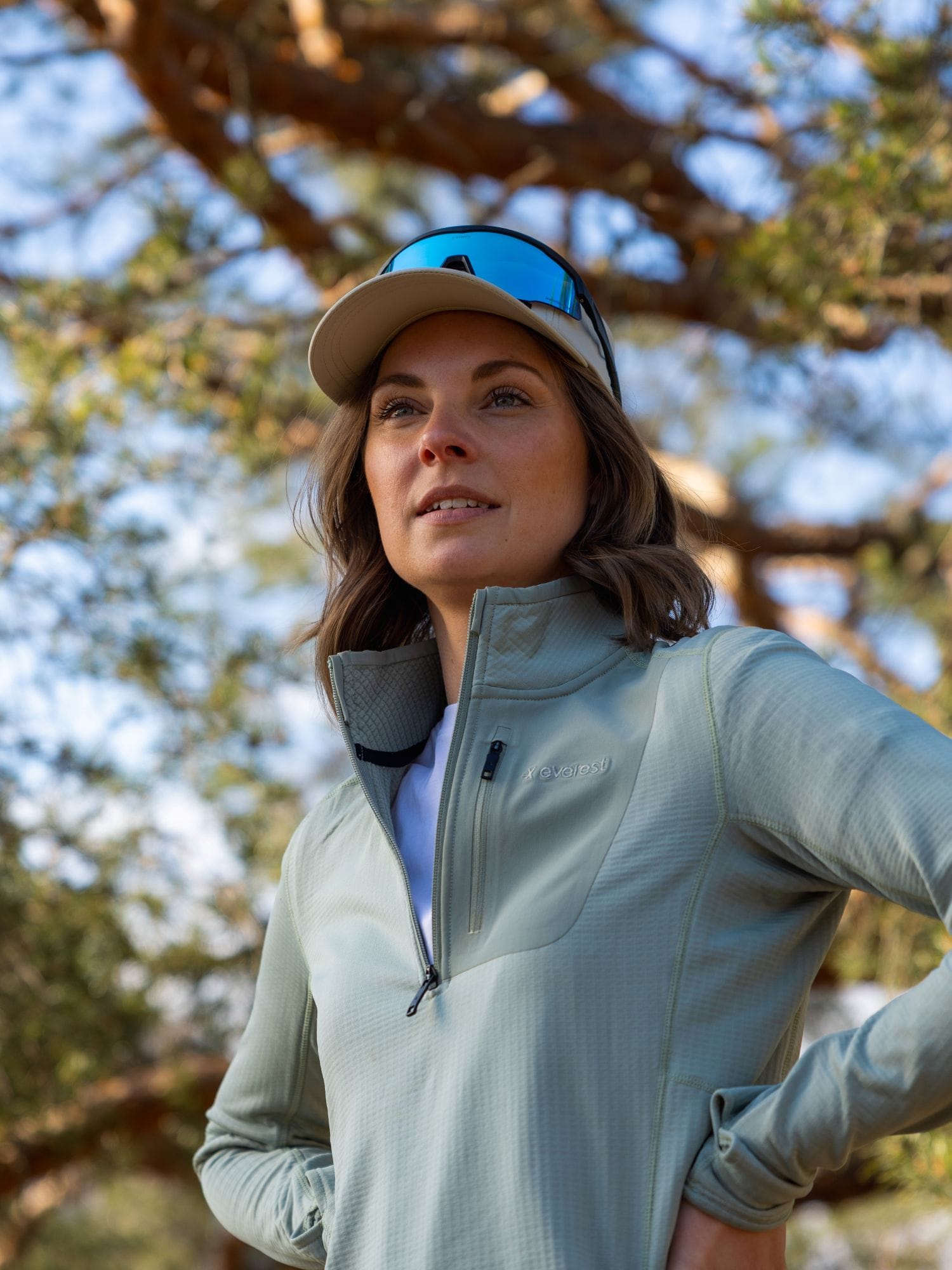 Strukturierte Quarter-Zip-Jacke Sage Mist Everest Second Layer Shirt