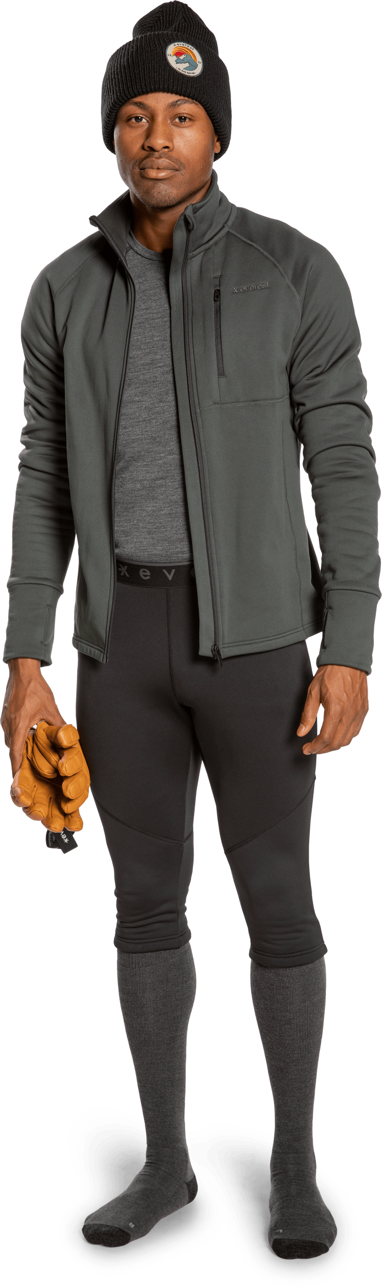 SPODNIE 3/4 STRETCH CZARNE Everest Elastyczne spodenki z drugiej warstwy