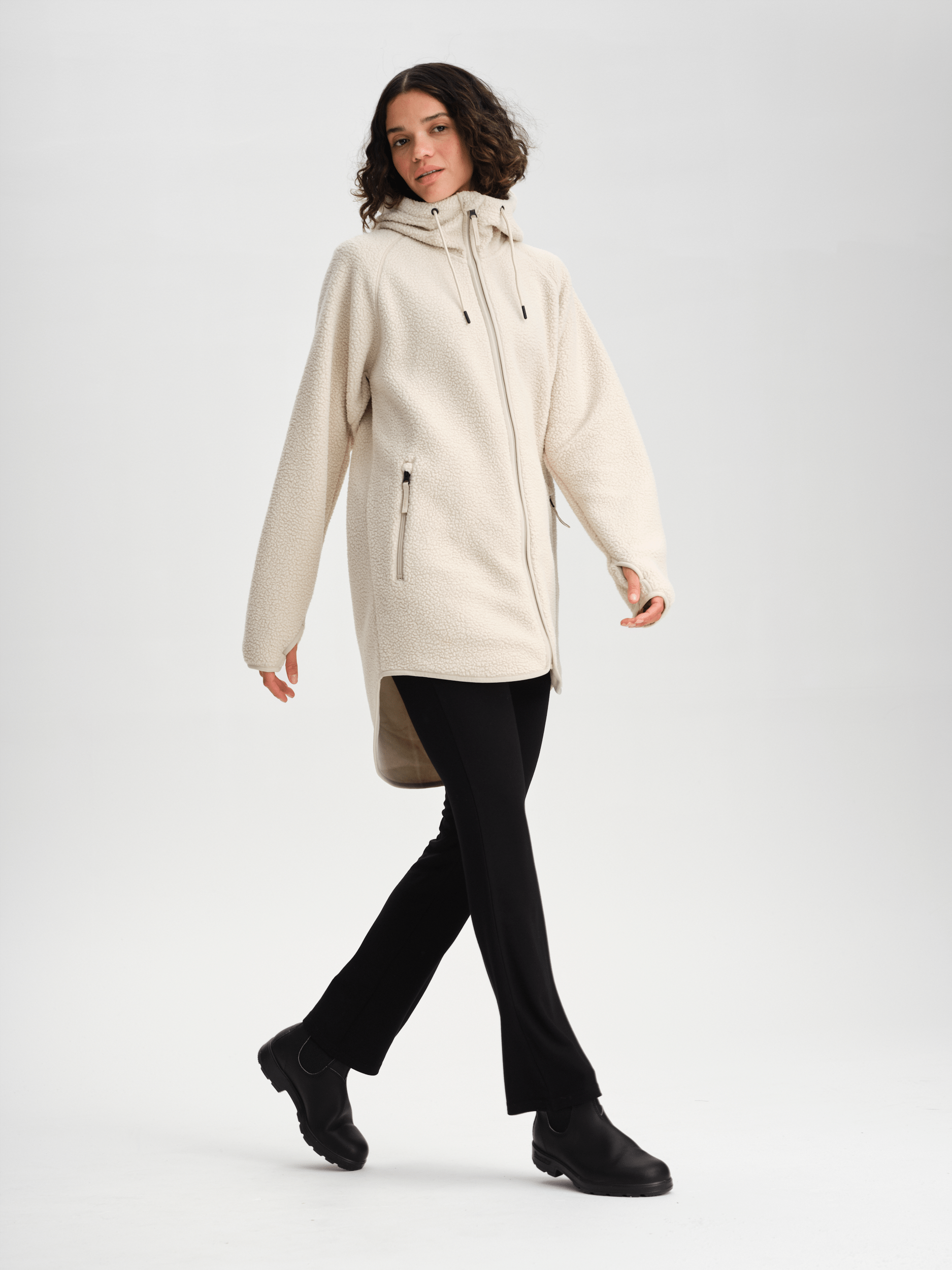 PILE LONG HOOD IVORY BEIGE Everest Second Layer