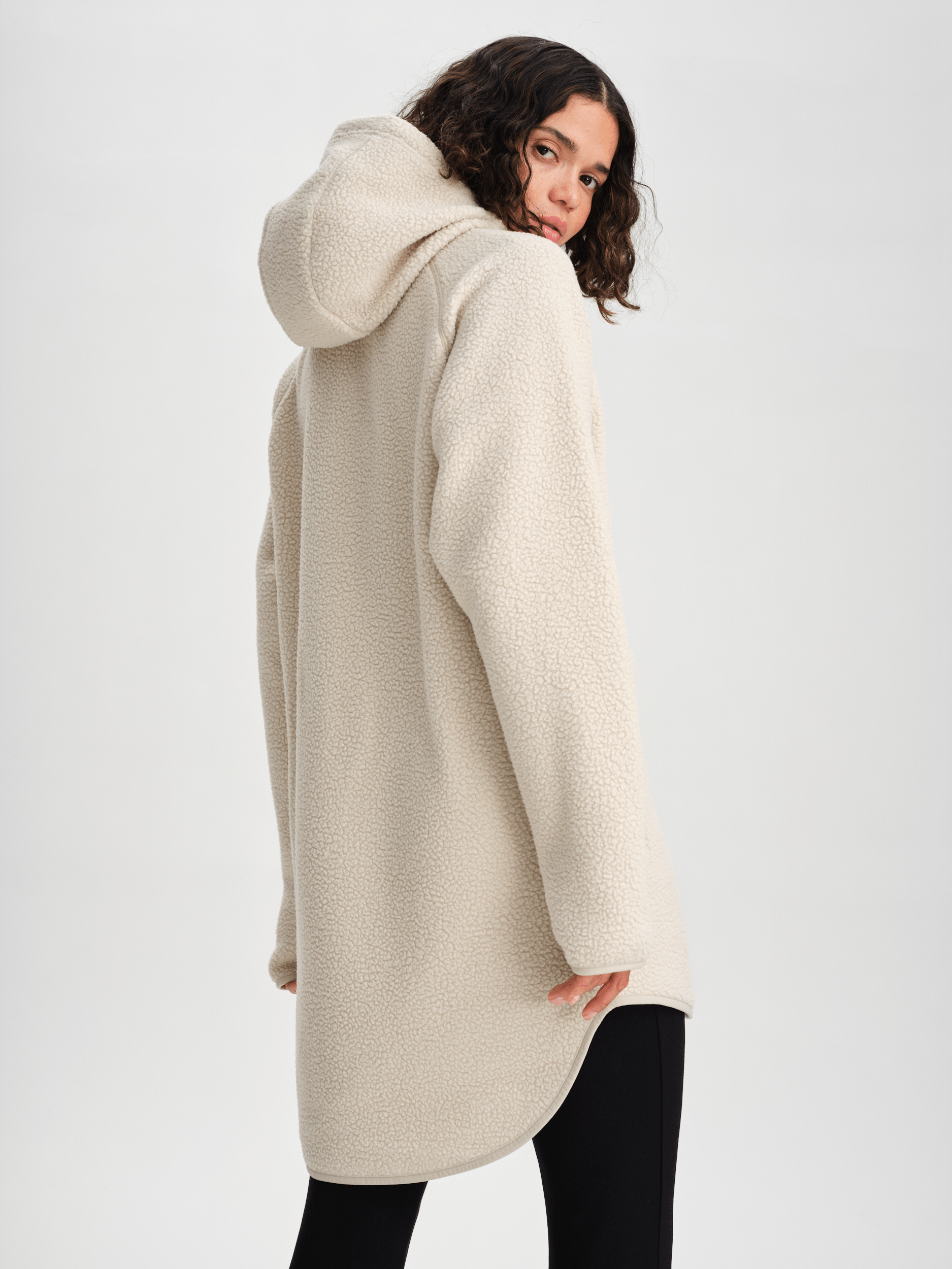 PILE LONG HOOD IVORY BEIGE Everest Second Layer