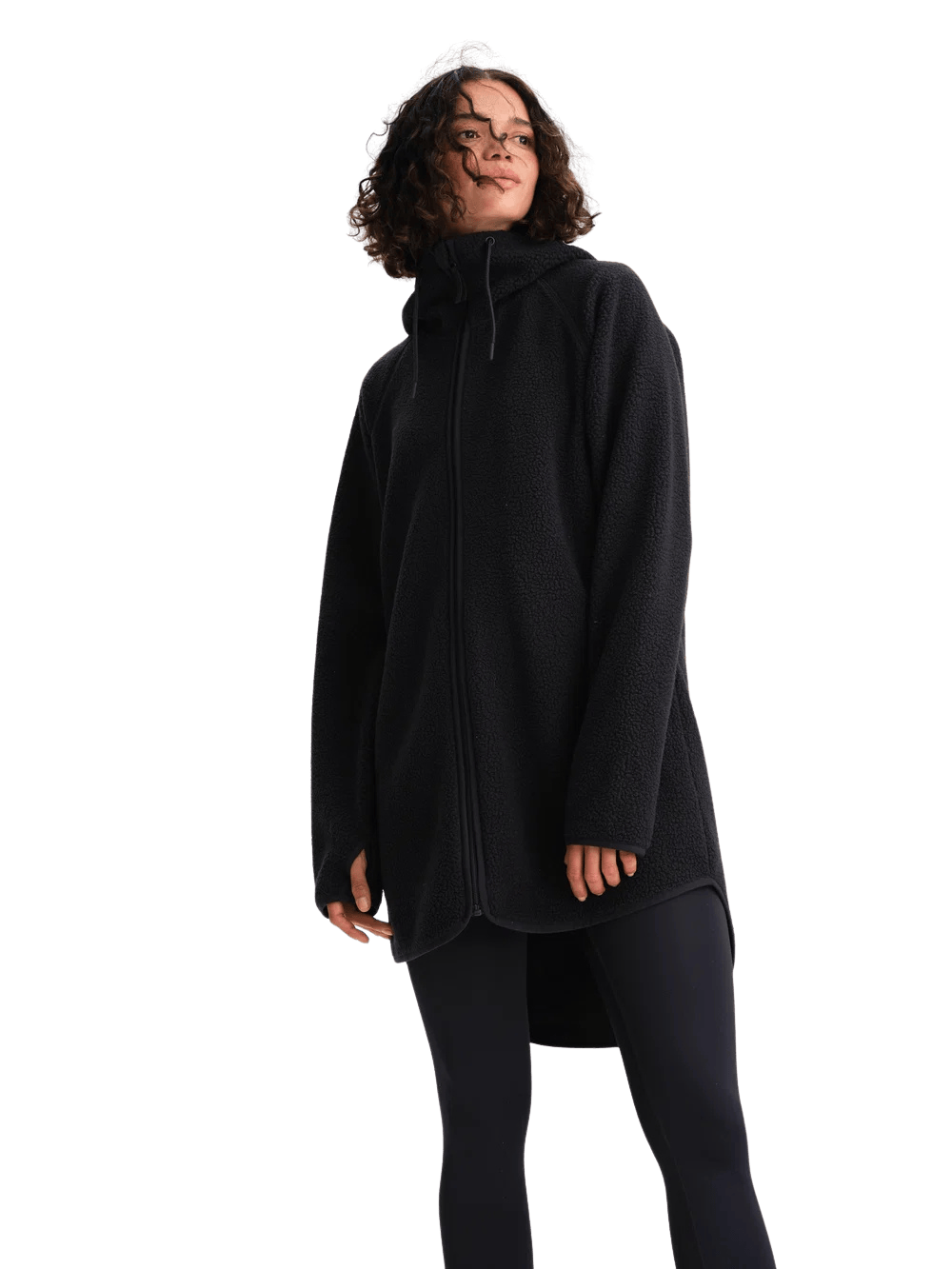 PILE LONG HOOD BLACK Everest Fleece Jumper
