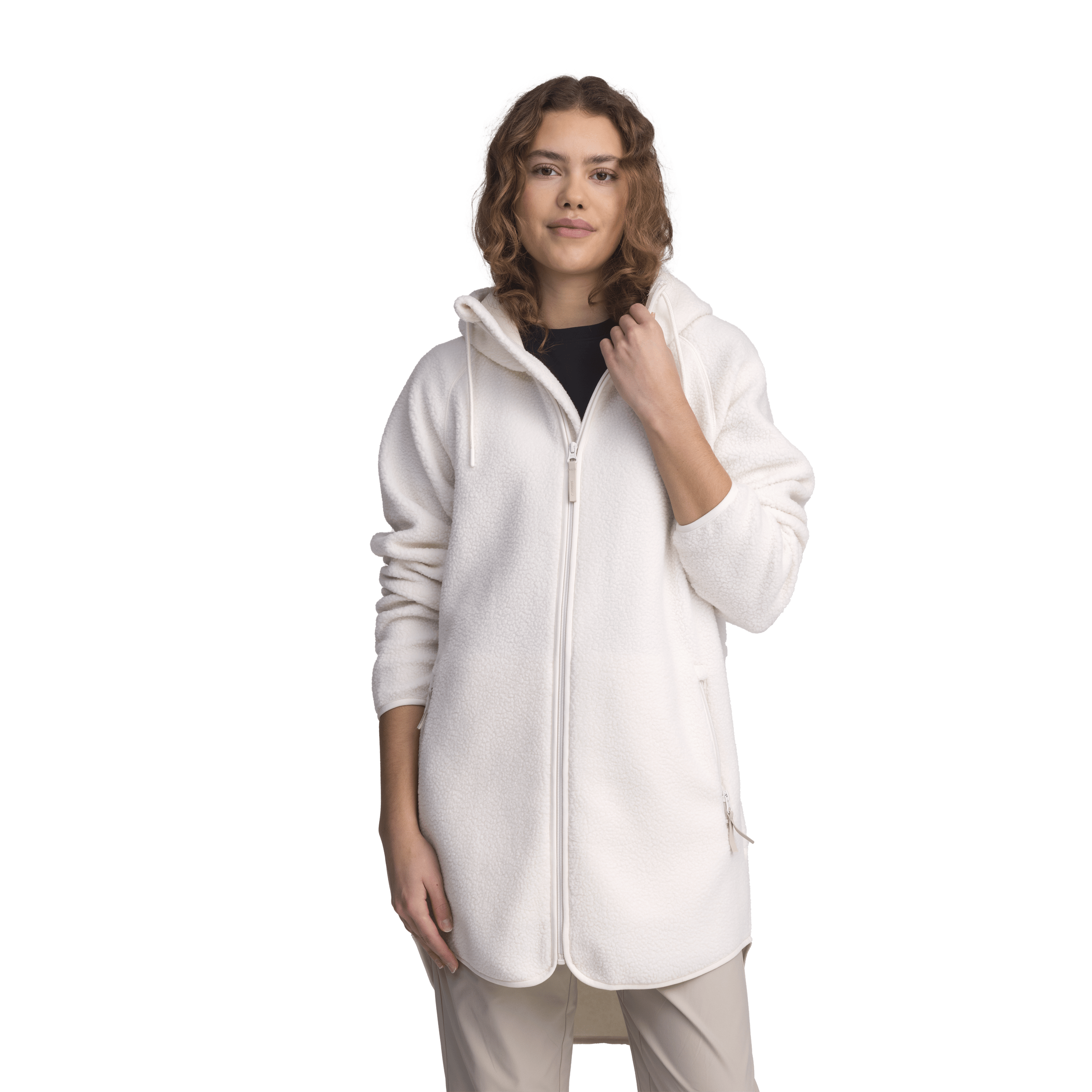 PILE LONG HOOD OFF WHITE Everest Second Layer