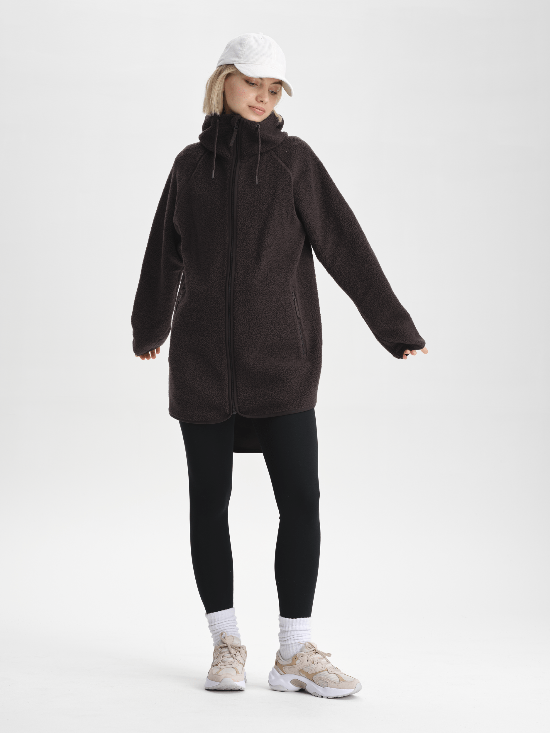 PILE LONG HOOD CACAO BROWN Everest Second Layer