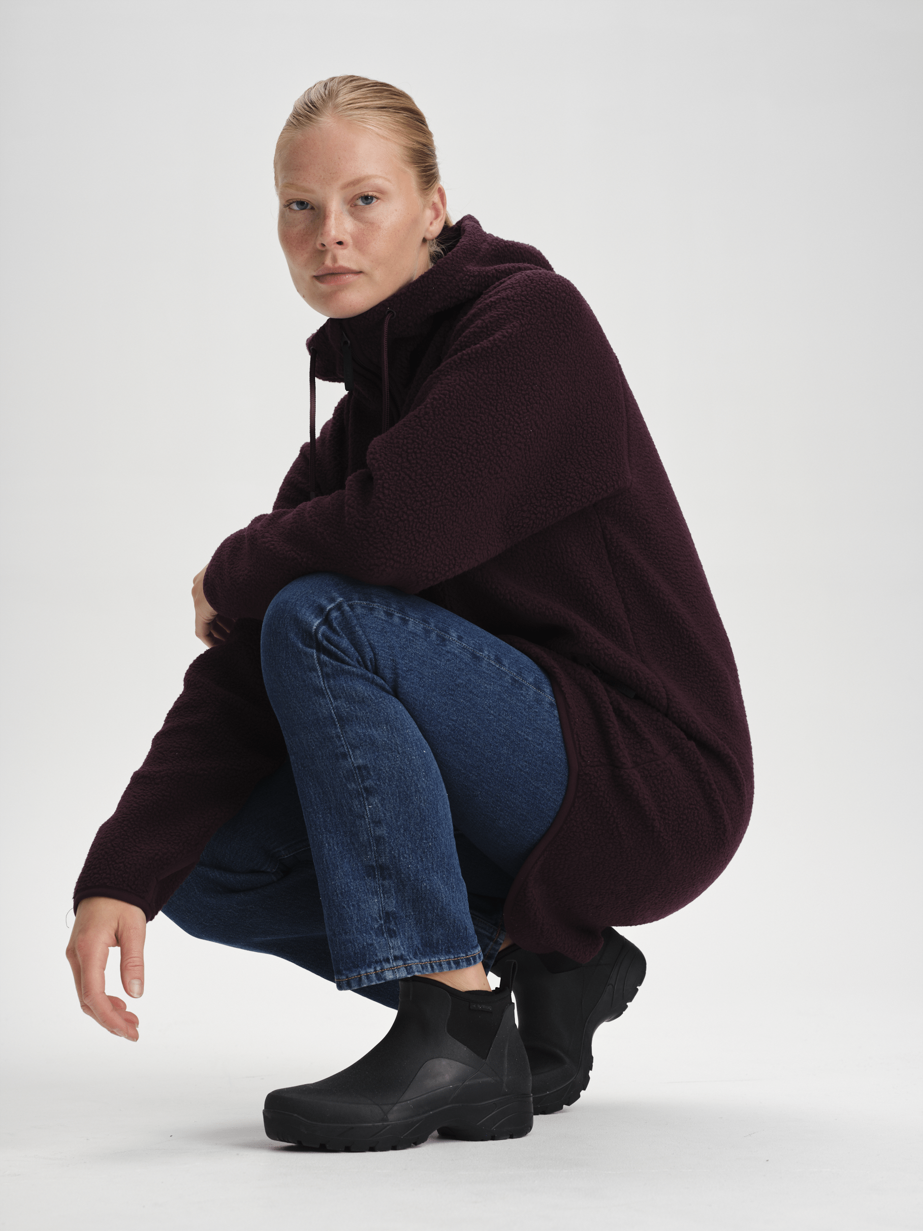 PILE LONG HOOD BURGUNDY Everest Second Layer