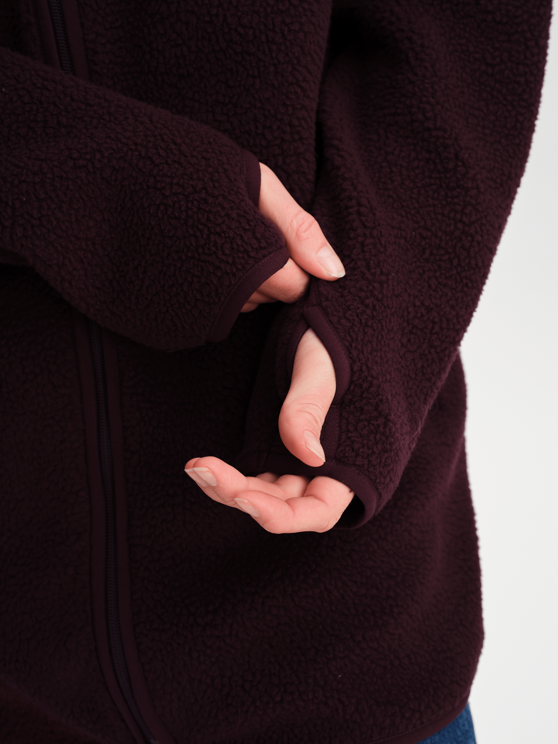 PILE LONG HOOD BURGUNDY Everest Second Layer