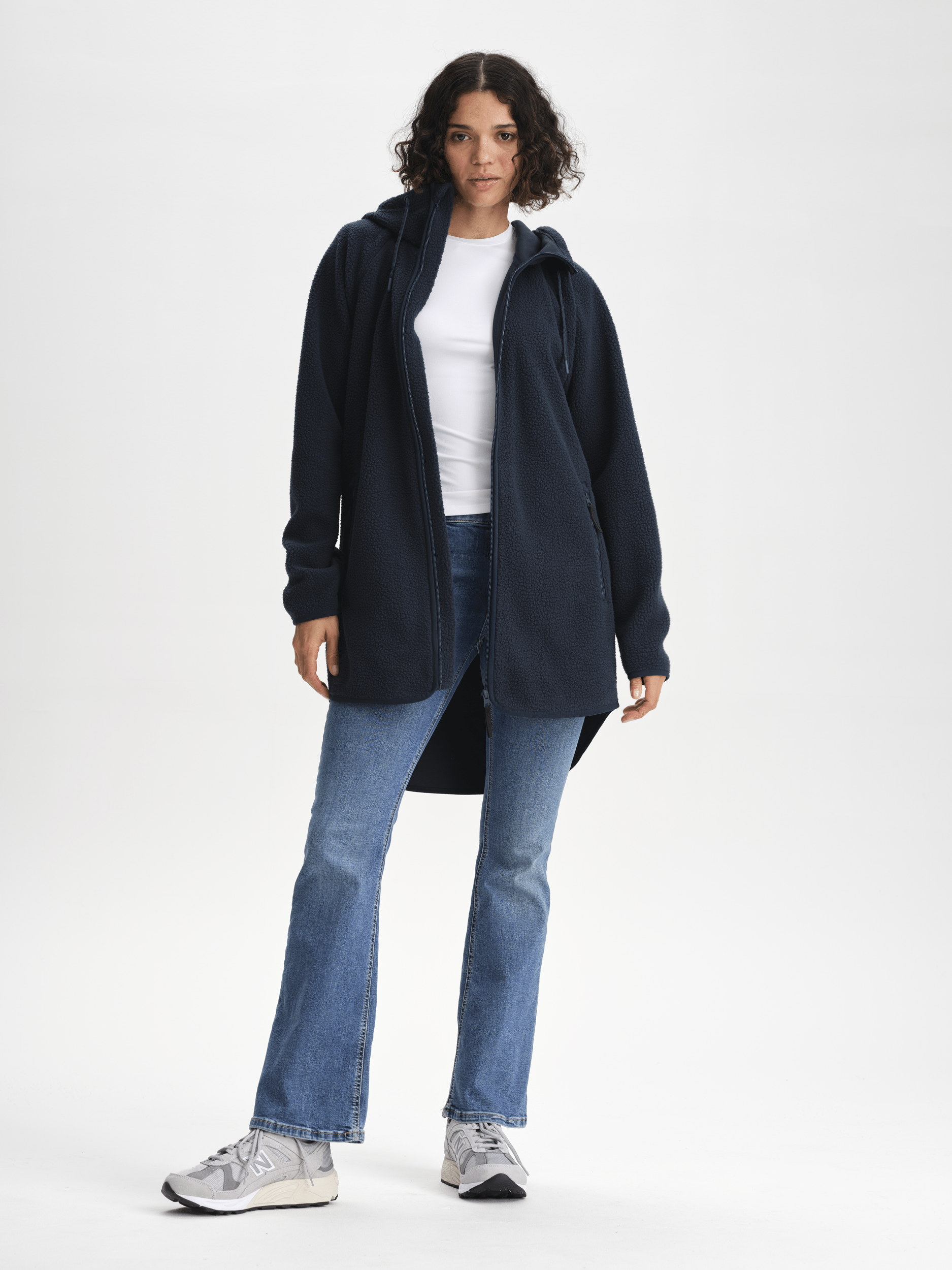 PILE LONG HOOD NAVY Everest Fleece Jumper