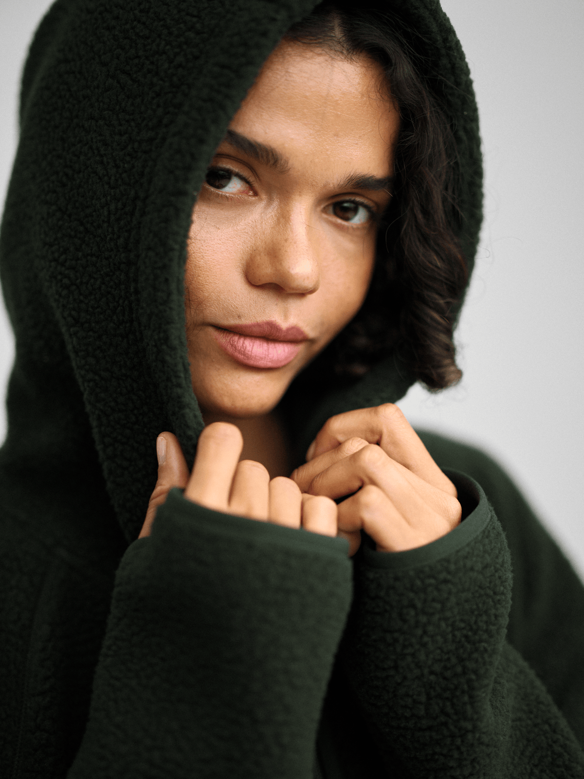 PILE LONG HOOD DEEP GREEN Everest Second Layer