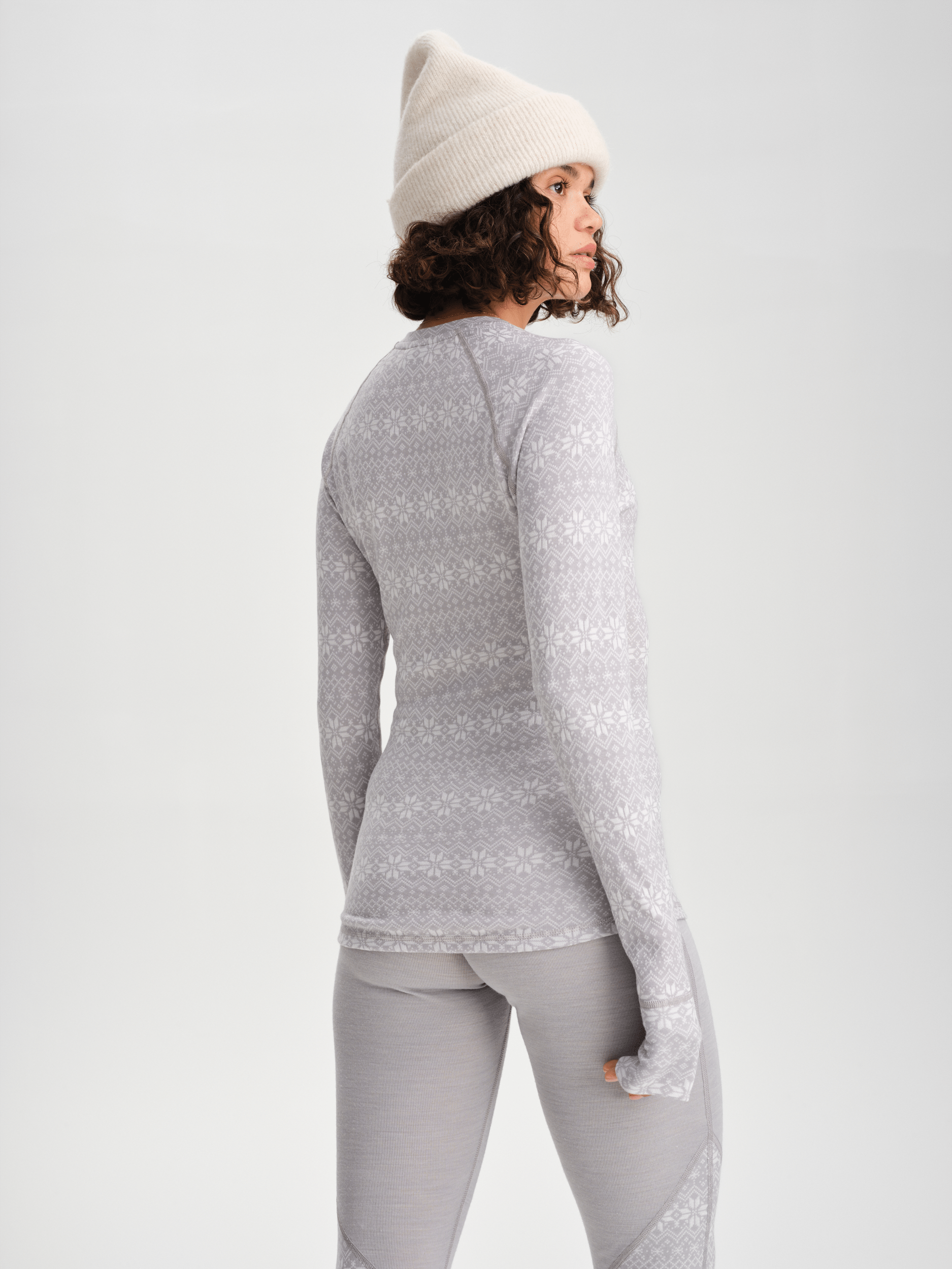 KOSZULKA BAZOWA Z WEŁNY WZÓR OFFWHITE DAMSKA Everest Warstwa bazowa z wełny