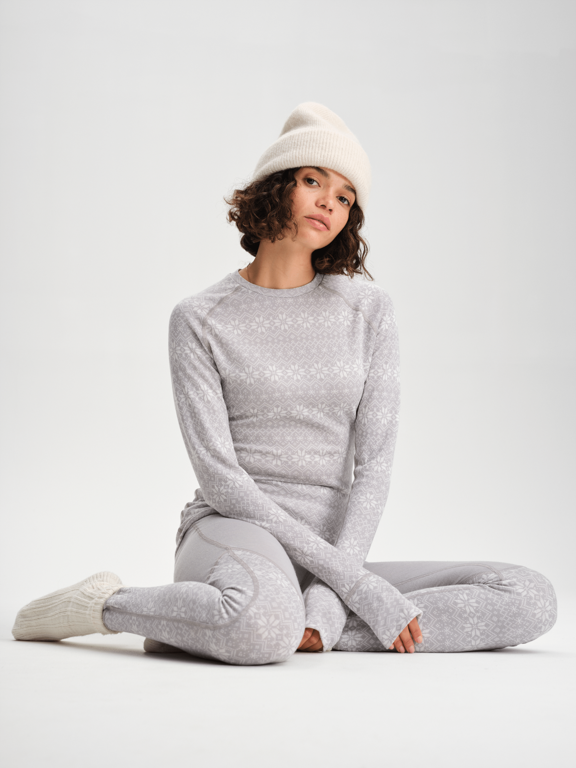 KOSZULKA BAZOWA Z WEŁNY WZÓR OFFWHITE DAMSKA Everest Warstwa bazowa z wełny