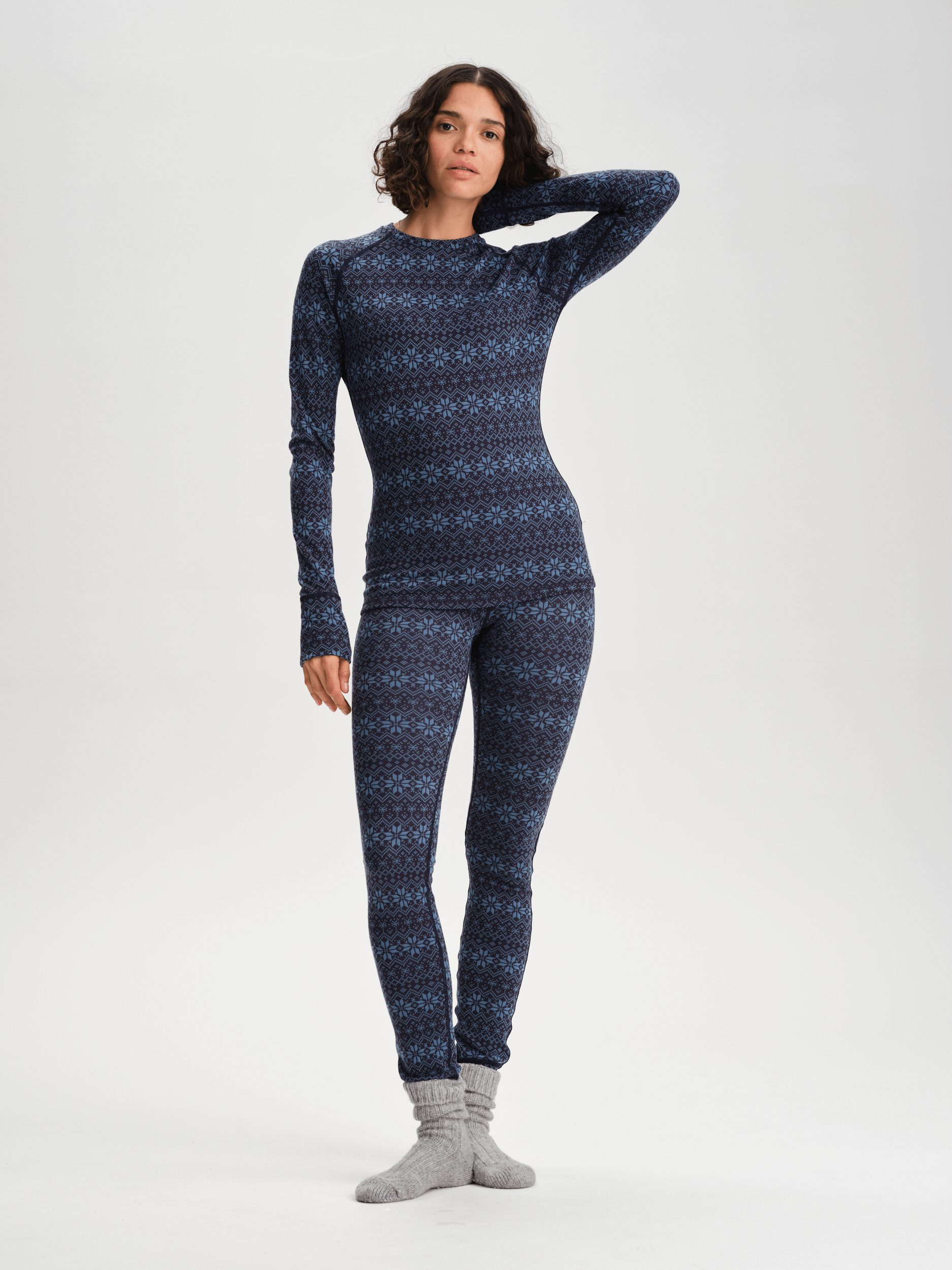 KOSZULKA BAZOWA Z WEŁNY GRANATOWY WZÓR DAMSKA Everest Warstwa bazowa z wełny