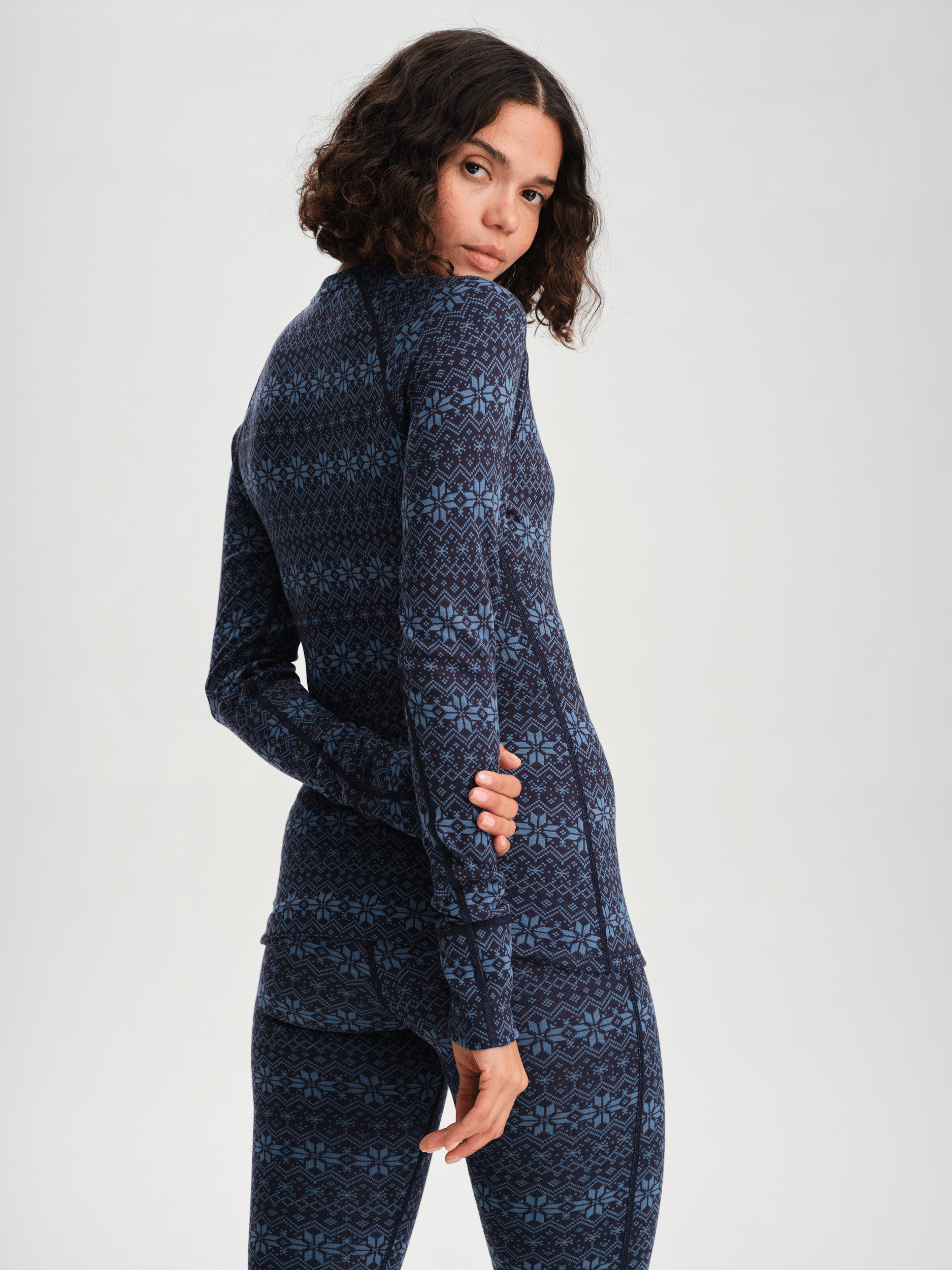 KOSZULKA BAZOWA Z WEŁNY GRANATOWY WZÓR DAMSKA Everest Warstwa bazowa z wełny