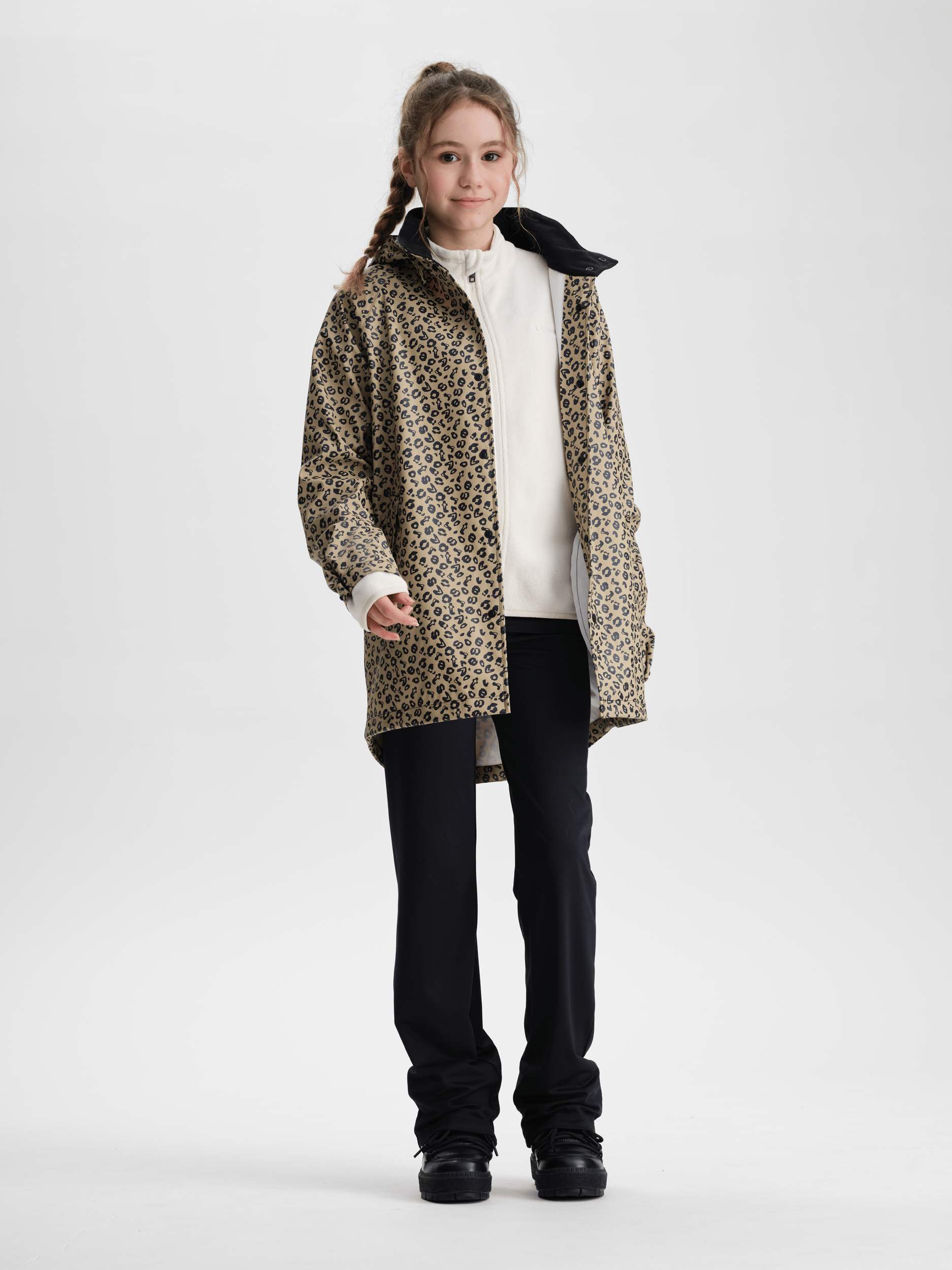 PŁASZCZ PRZECIWDESZCZOWY JASNO BEŻOWY LEOPARD JUNIOR Everest Płaszcz na każdą pogodę