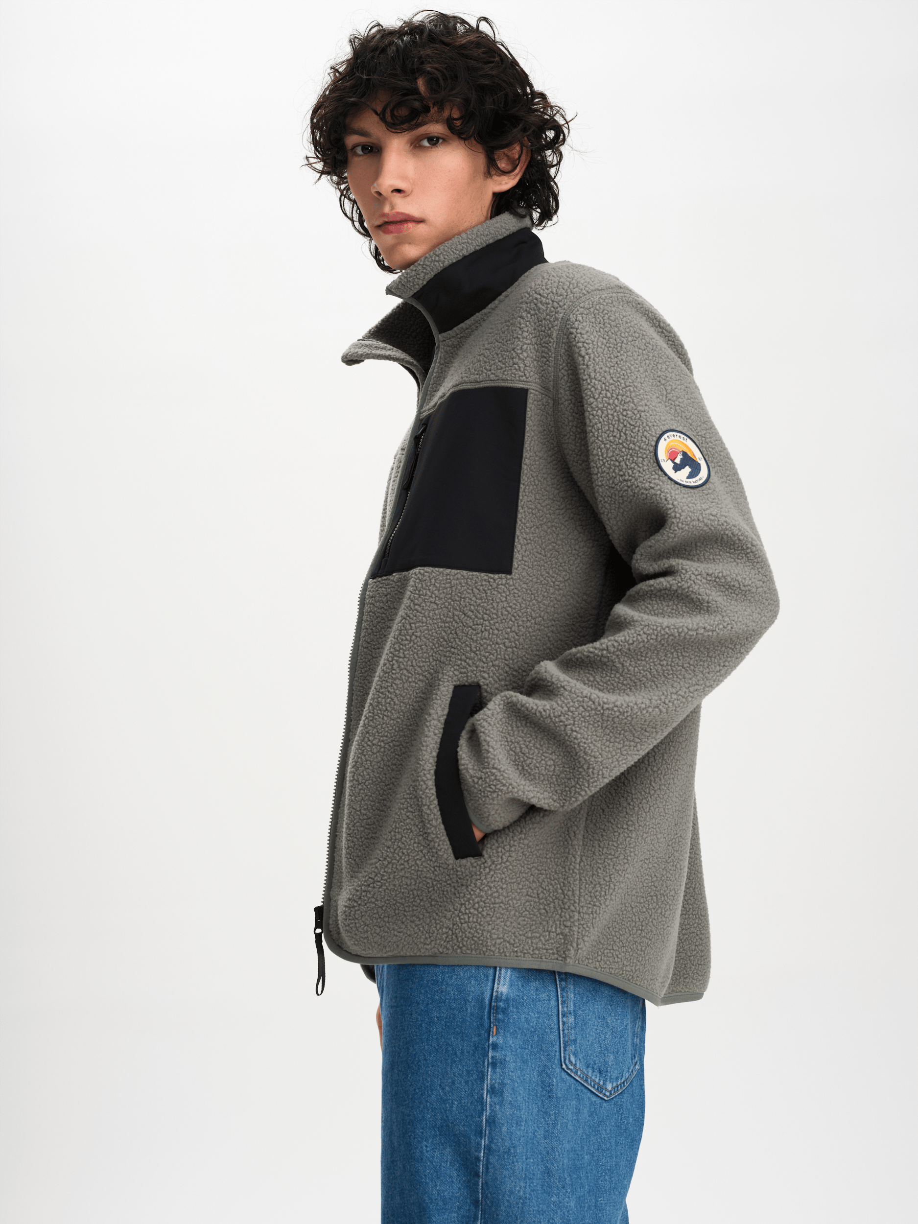PILE SHIRT RETRO - KHAKI GREY/BLACK Everest Pile Fleece