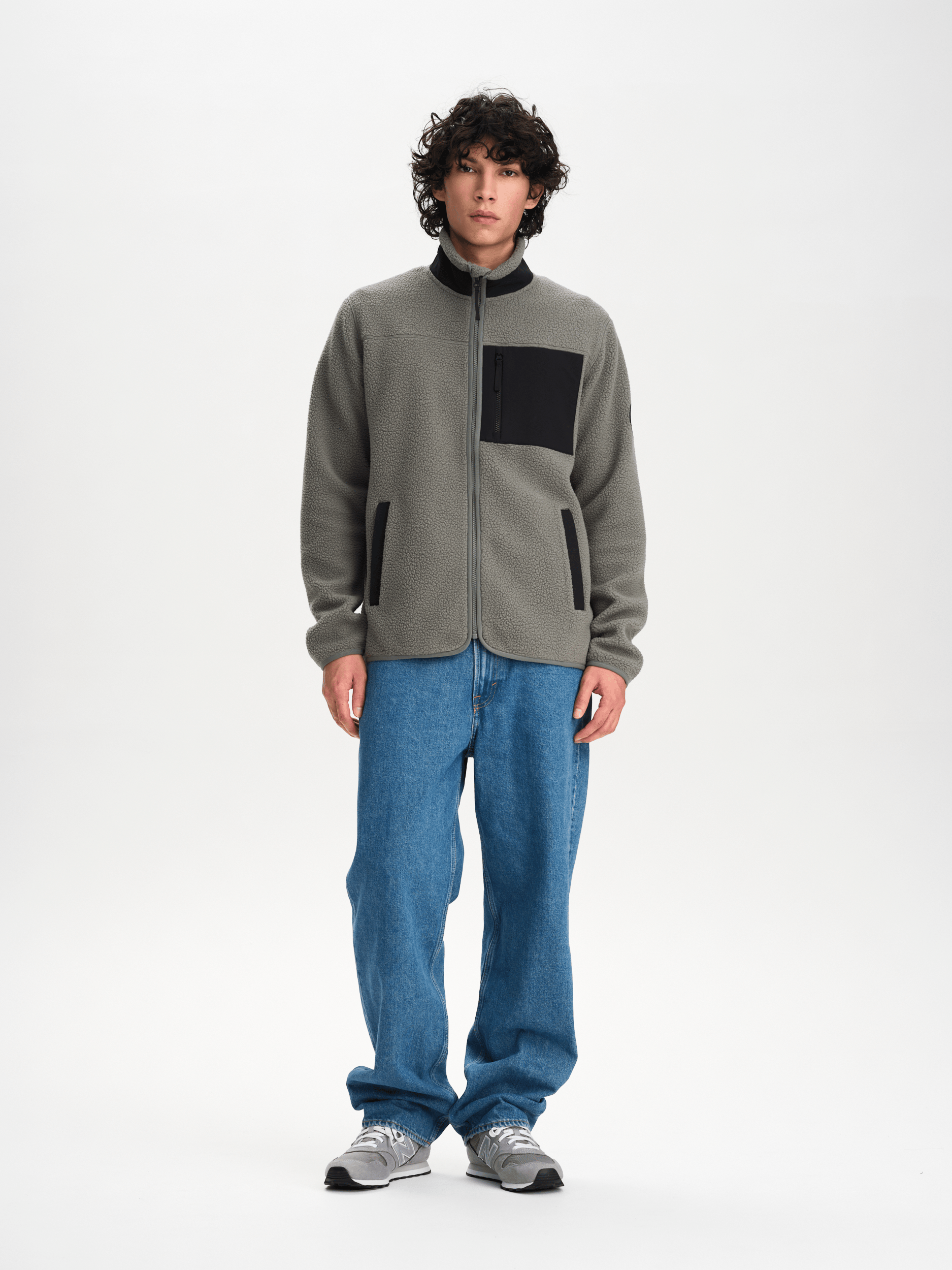 PILE SHIRT RETRO - KHAKI GREY/BLACK Everest Pile Fleece