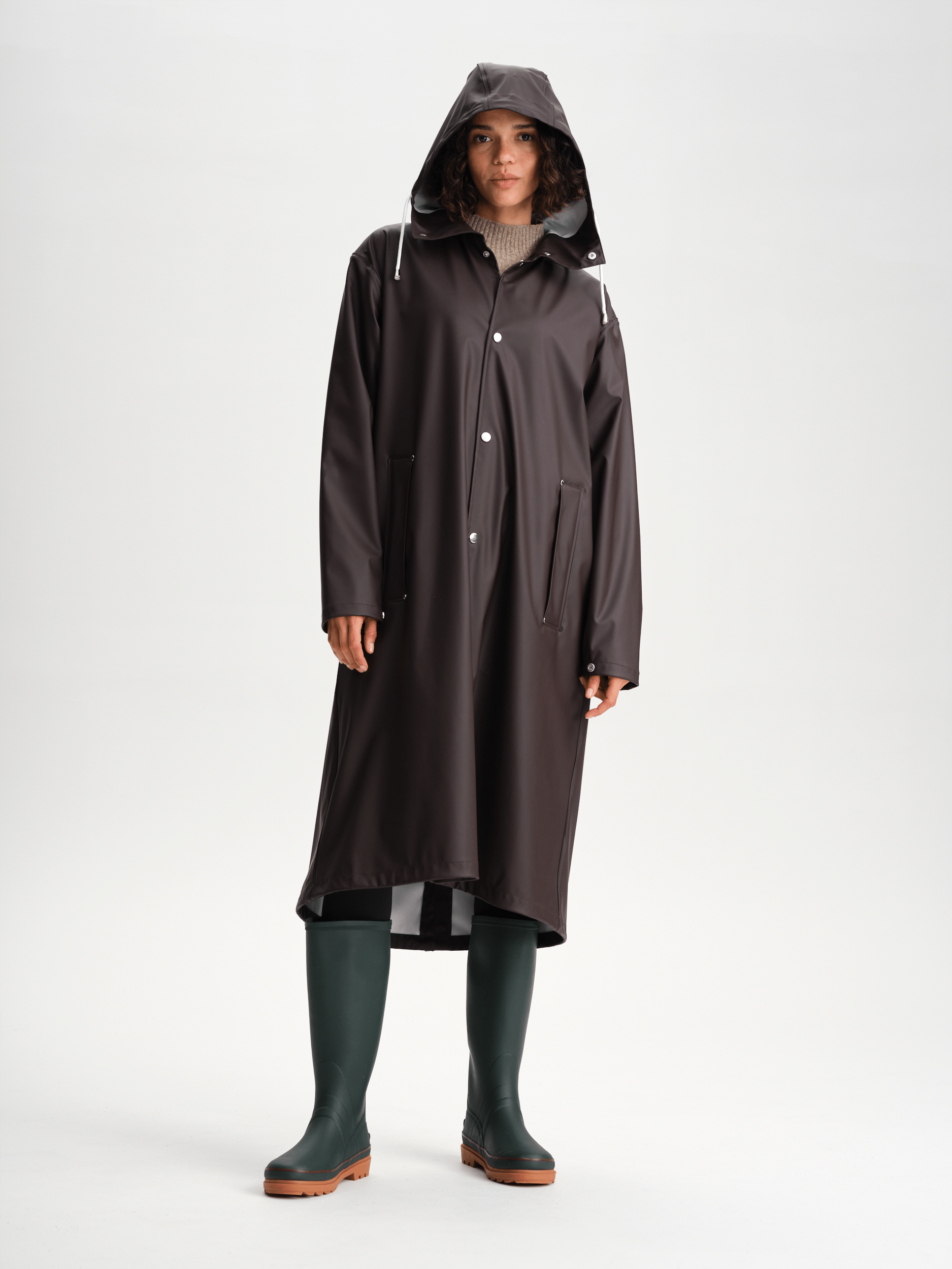 RAIN COAT LONG CACAO BROWN Everest All Weather Coat