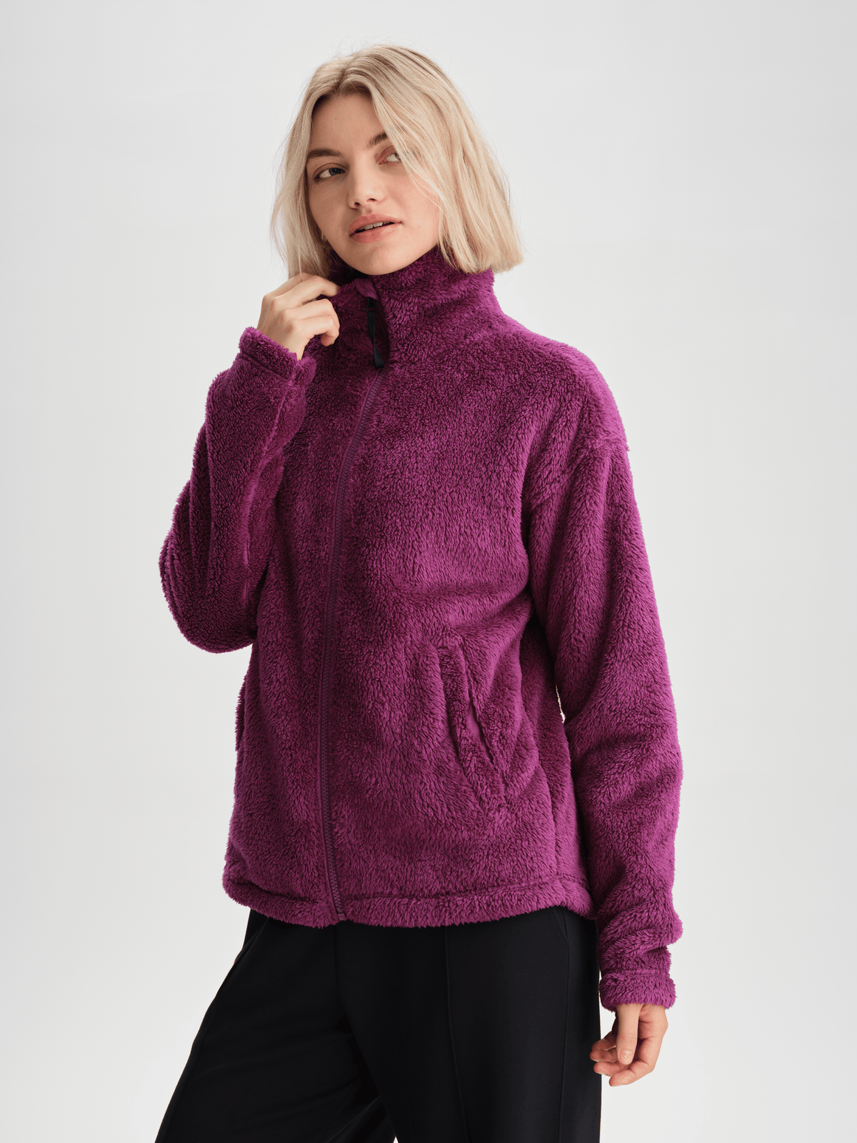 COZY PILE JACKET DEEP MAGENTA WOMEN