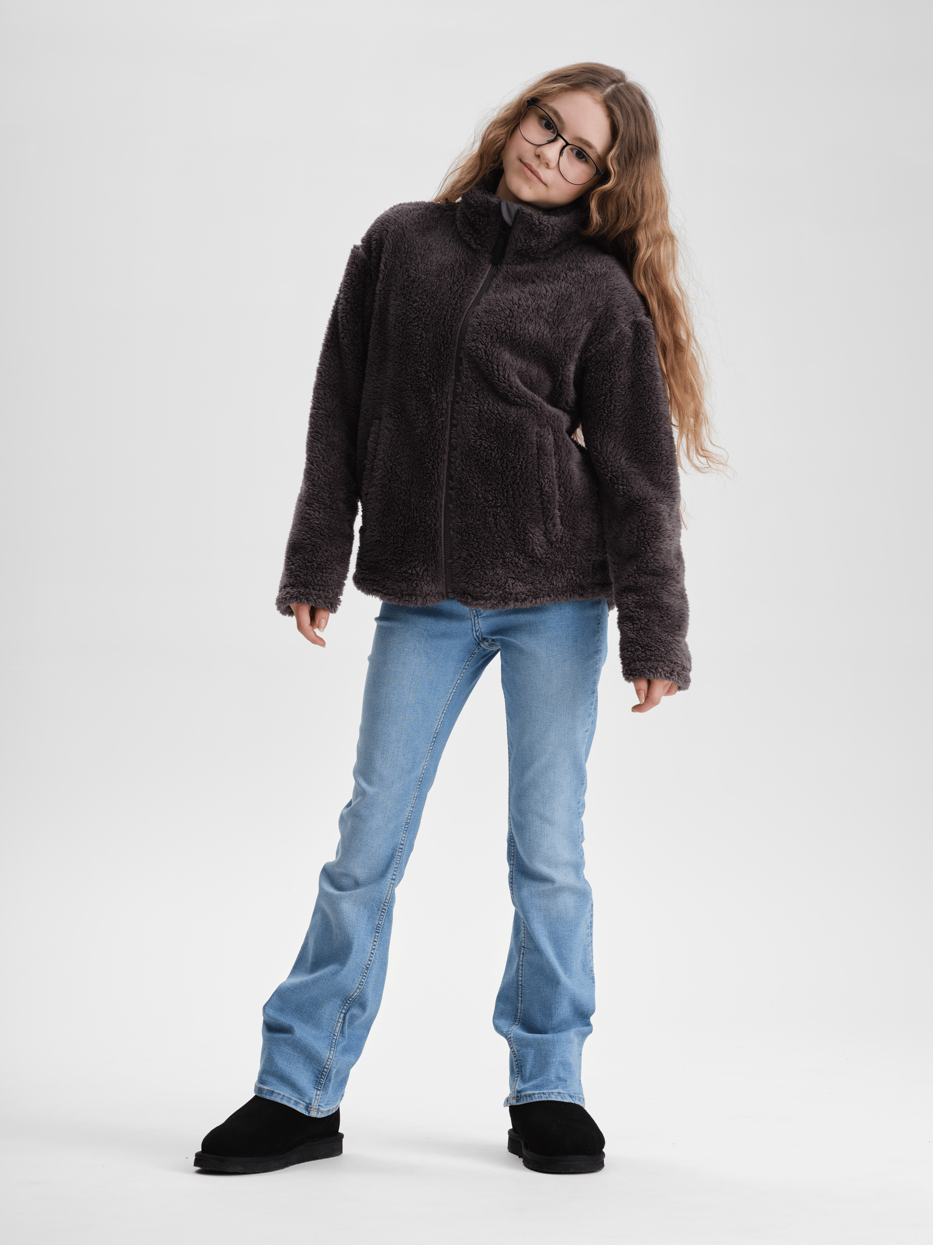 MIĘKKI POLAR PLUM SLATE JUNIOR Everest Warstwa Środkowa