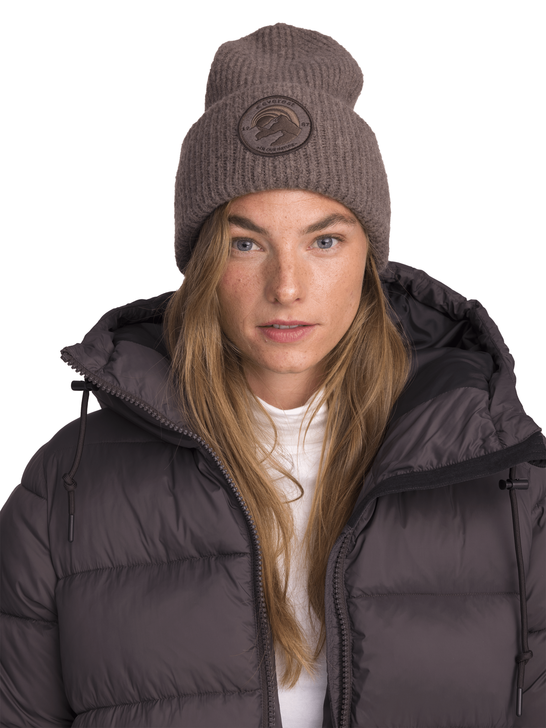 HEAVY KNIT BADGE BEANIE ASH PURPLE Everest Beanie