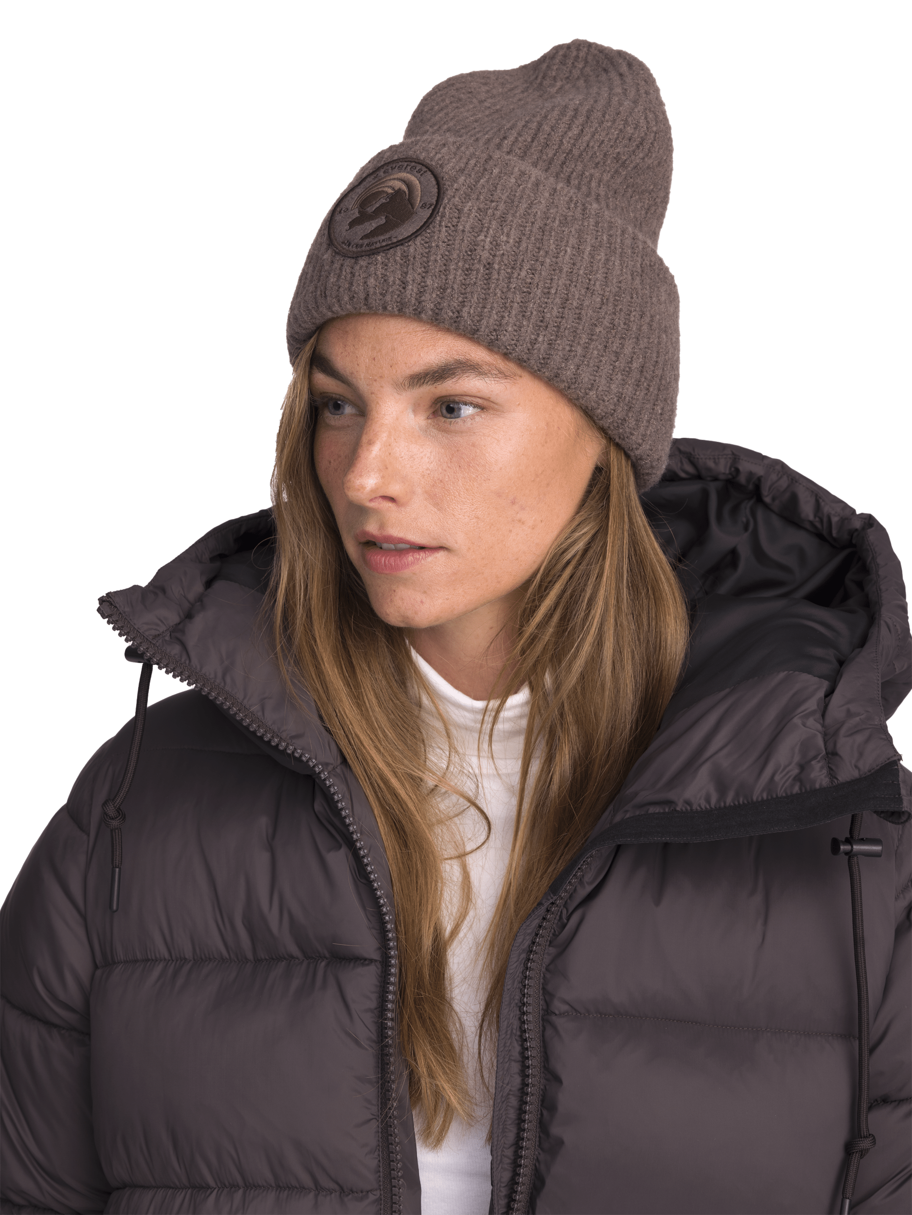 HEAVY KNIT BADGE BEANIE ASH PURPLE Everest Beanie