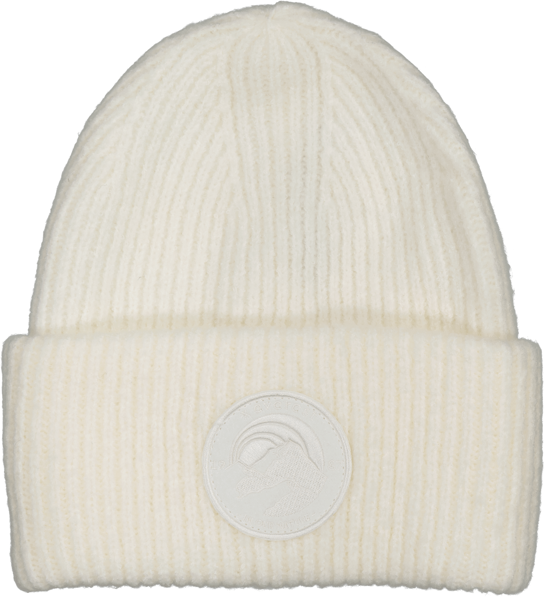HEAVY KNIT BADGE BEANIE SNOW WHITE Everest Beanie