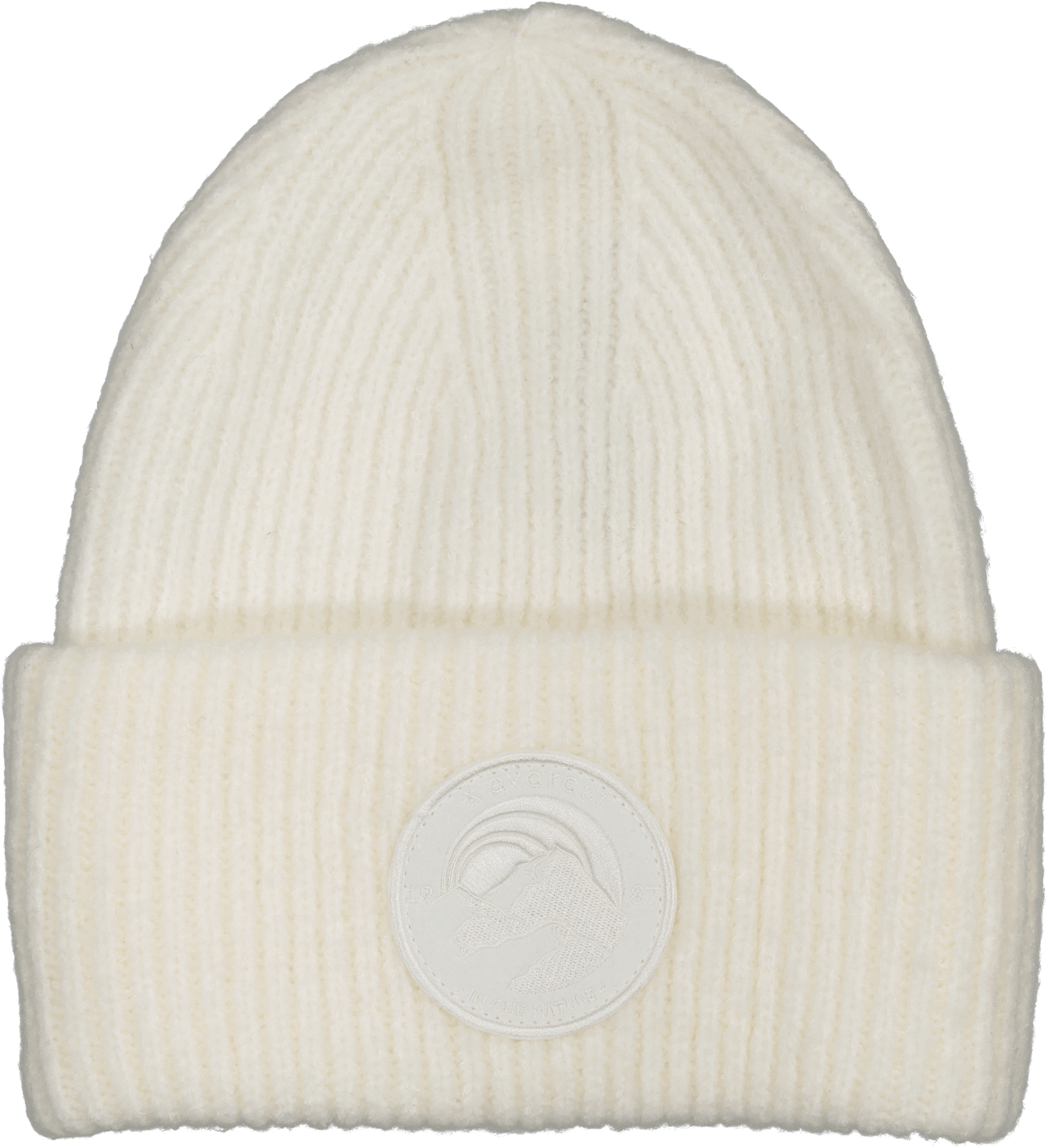 HEAVY KNIT BADGE BEANIE SNOW WHITE