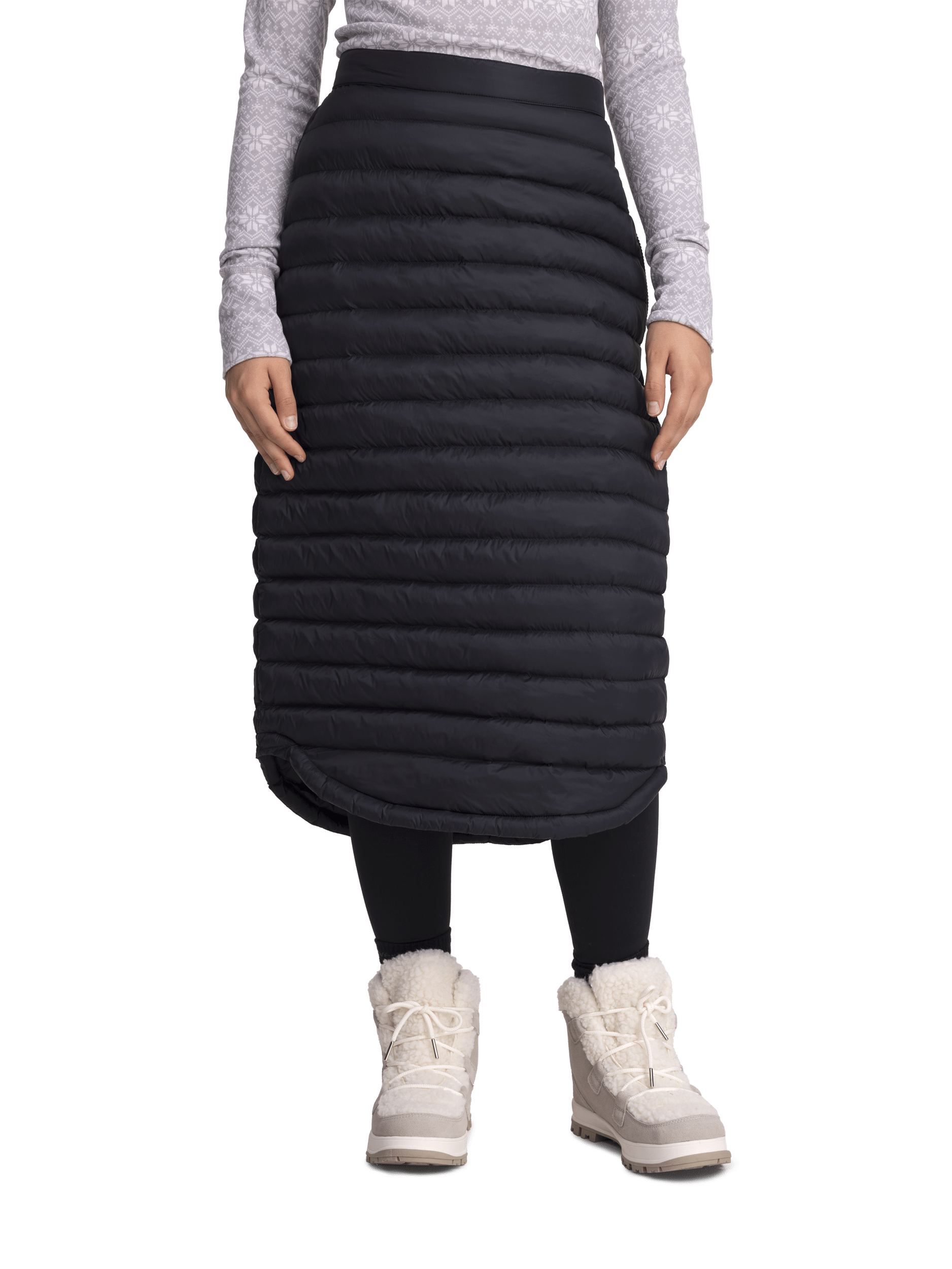 LONG QUILT SKIRT BLACK