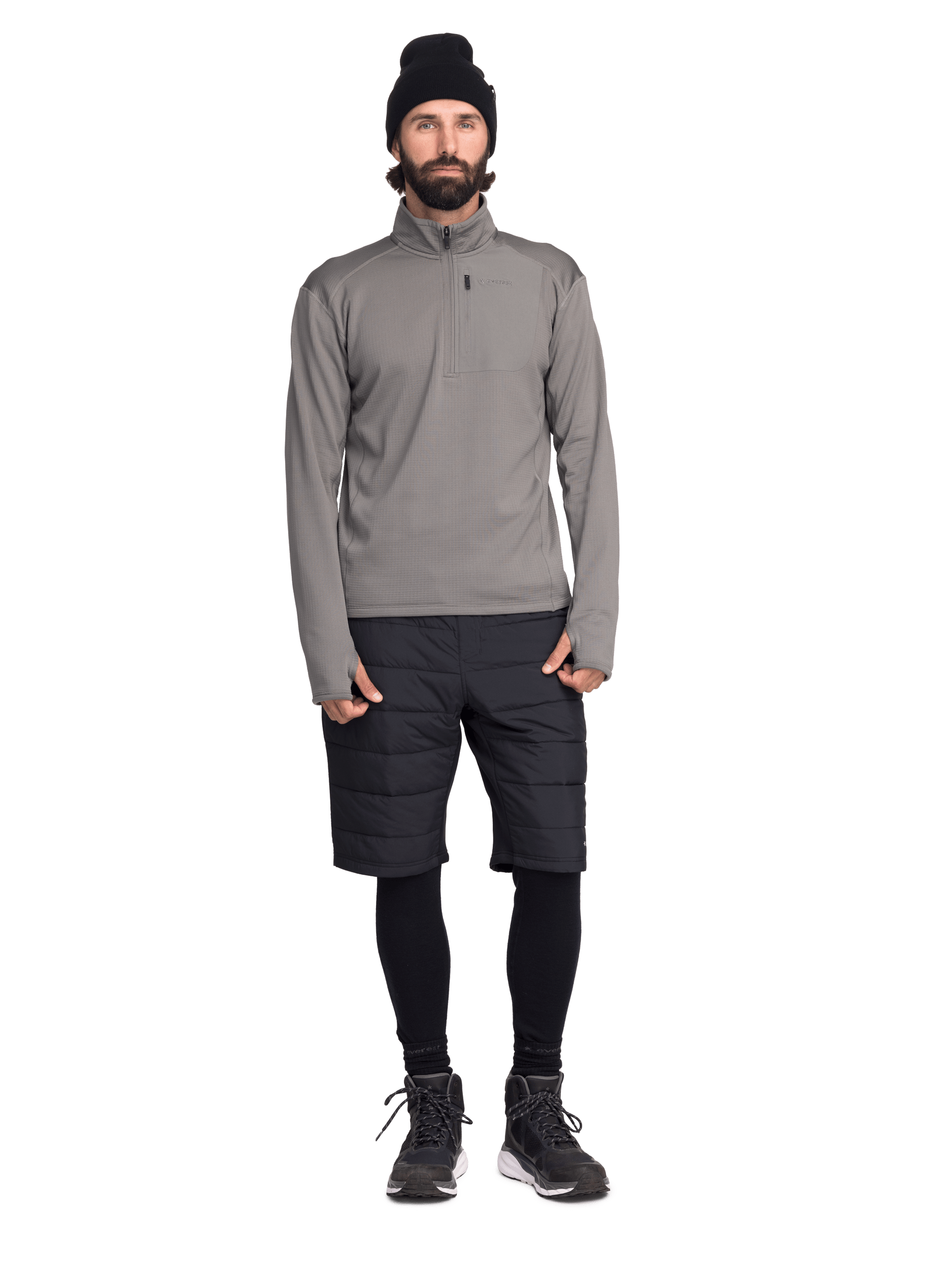 STRUKTURZOWANY SWETER Z ZAMKIEM DO POŁOWY W ZIELONYM KOLORZE Everest Druga warstwa z kapturem