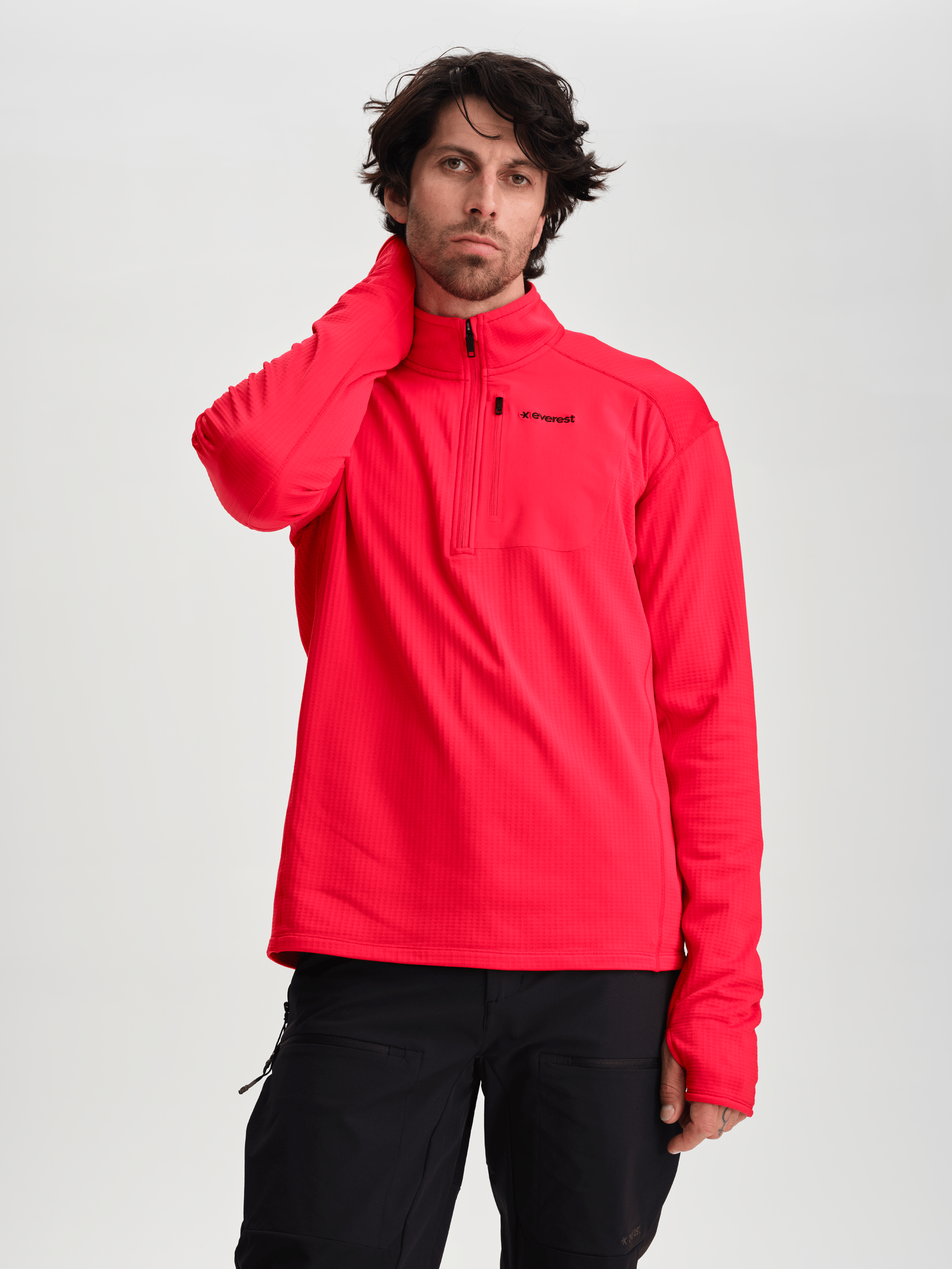 SWETER Z ZAMKIEM DO POŁOWY WYSOKIEJ JAKOŚCI W KOLORZE HIGH RISK RED Everest Druga warstwa z kapturem