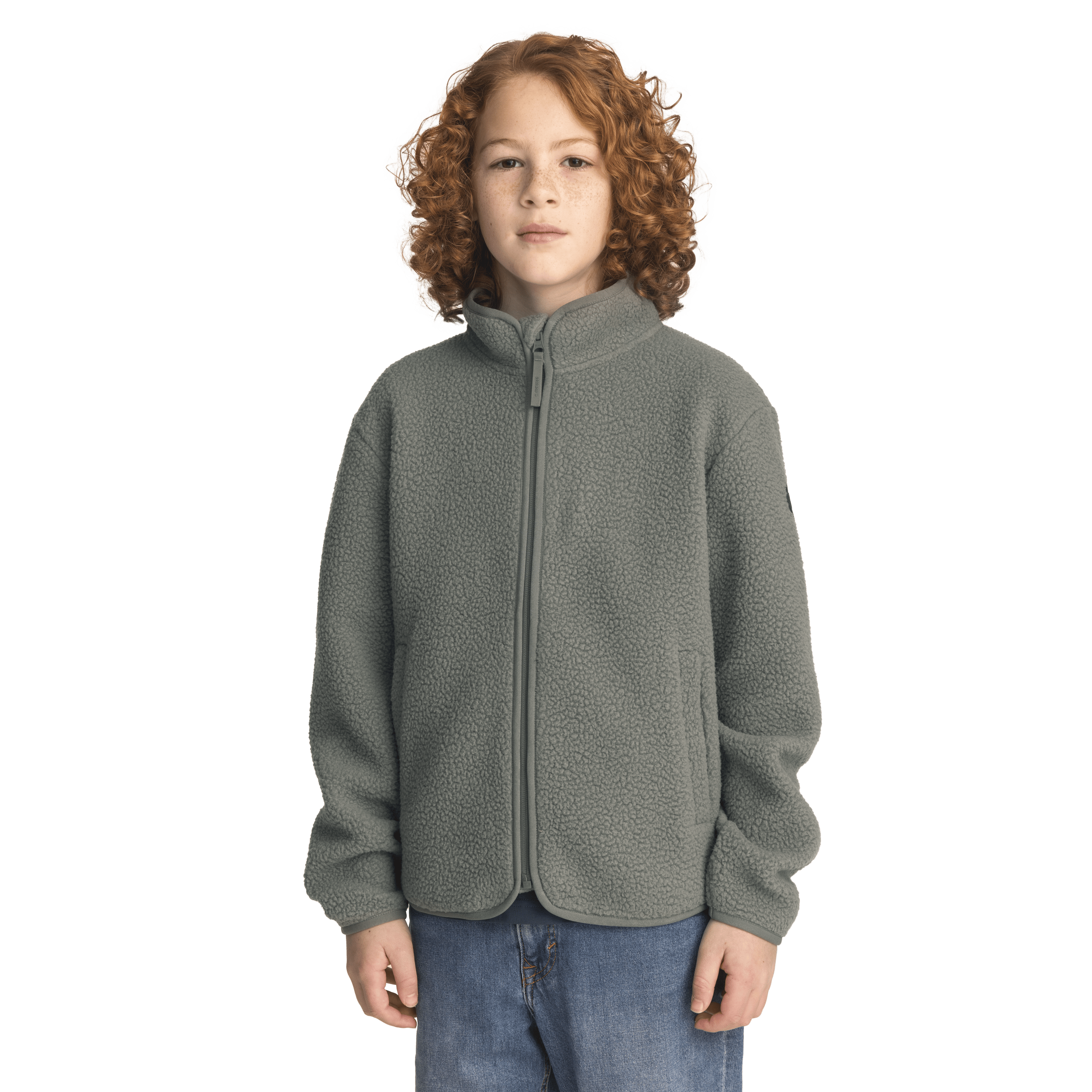 BLUZA ROZPINANA Z POLARU KHAKI SZARY JUNIOR Everest Warstwa Środkowa