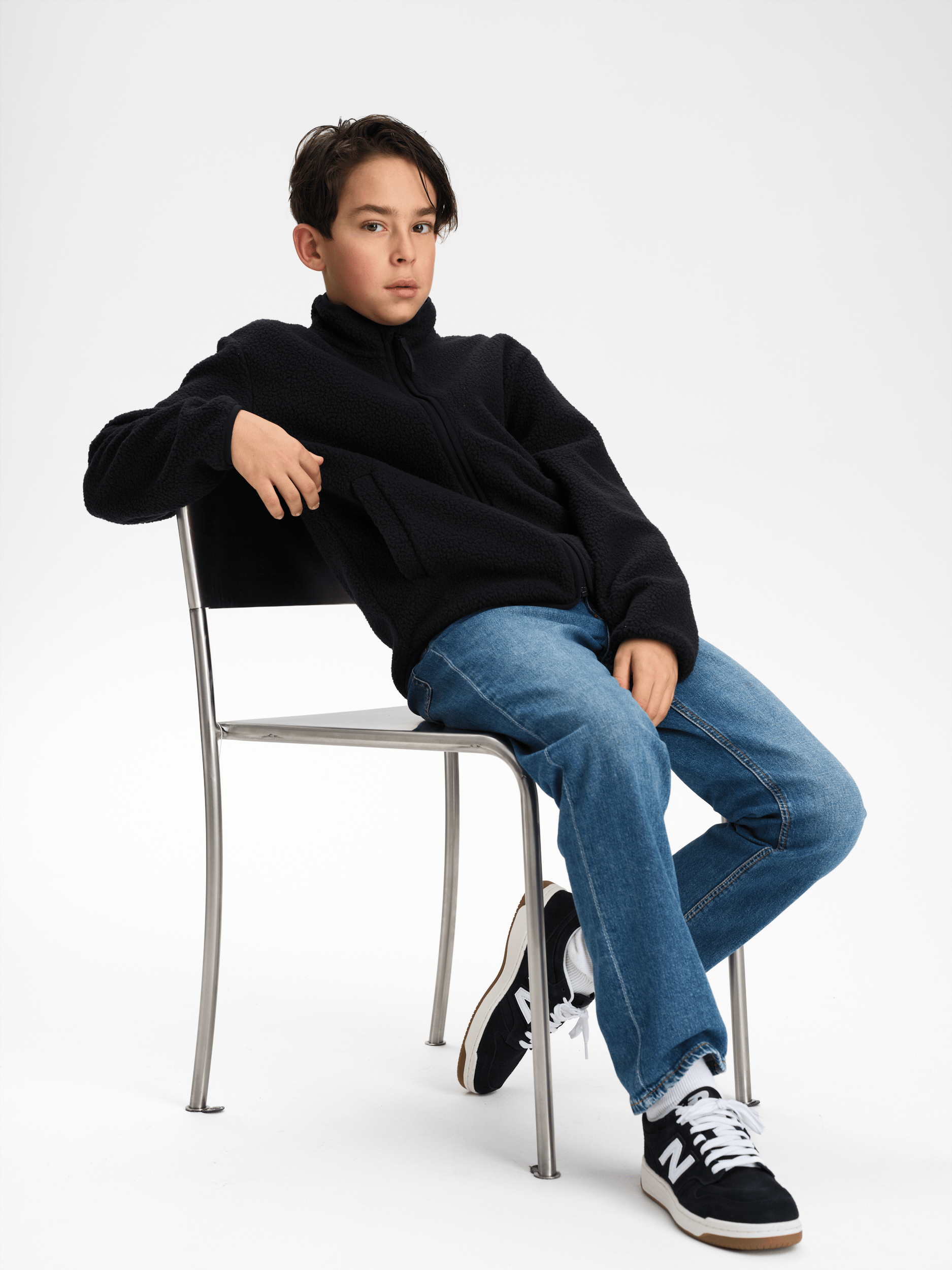 PILE ZIP SHIRT BLACK JUNIOR Everest Second Layer