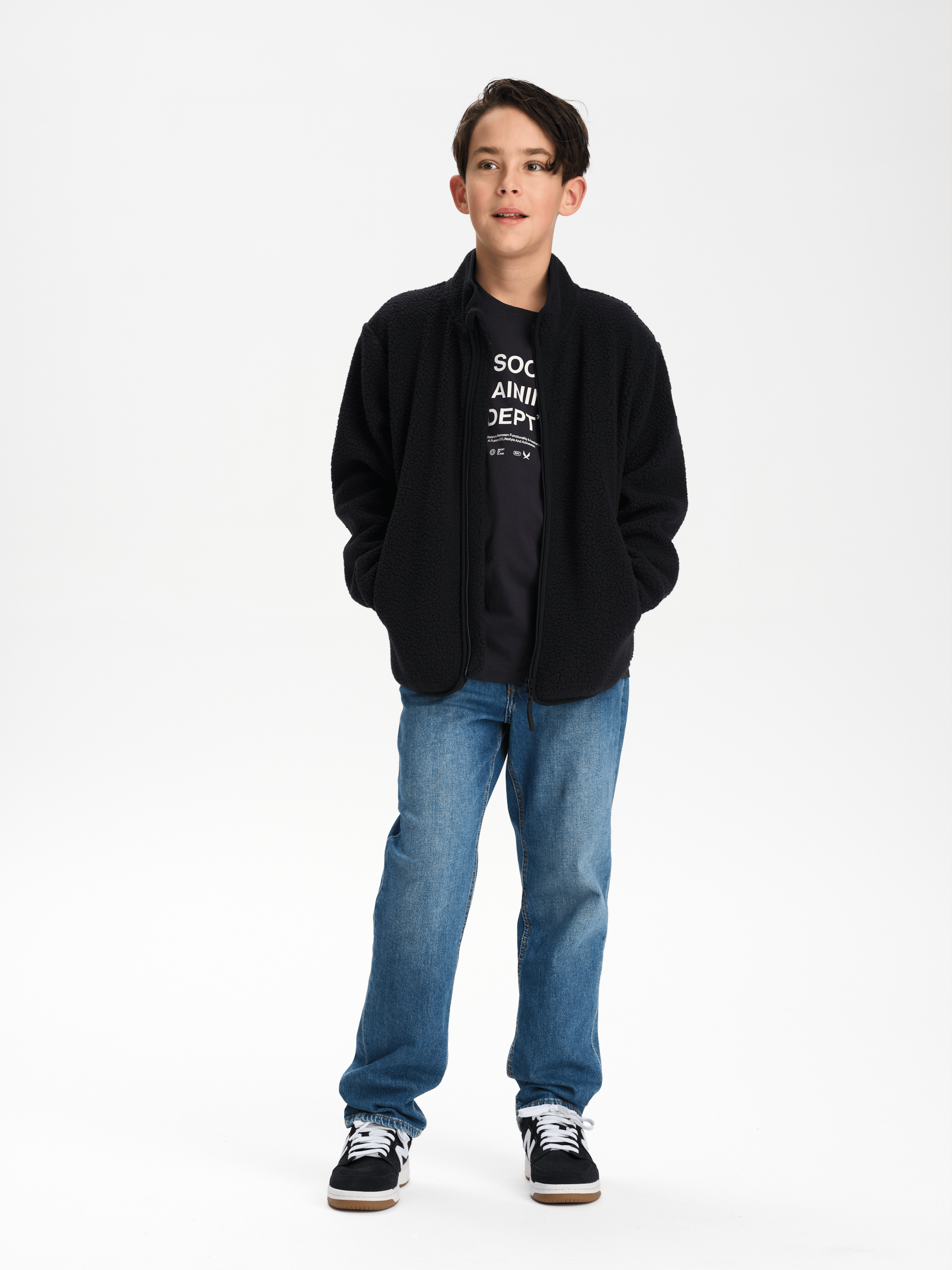 PILE-ZIP-SHIRT SCHWARZ JUNIOR Everest Zweite Lage