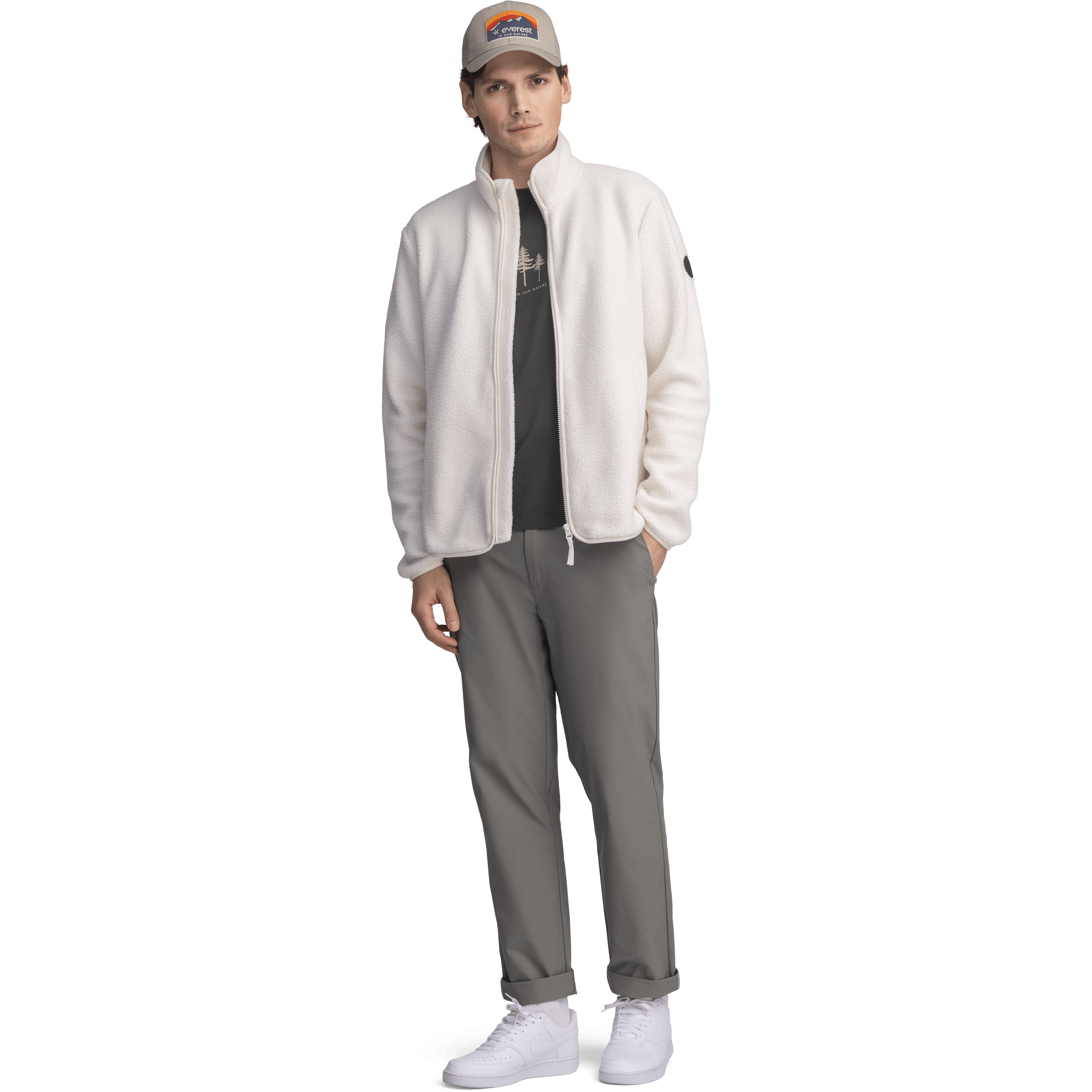 PILE ZIP SHIRT OFF WHITE Everest Pile-Fleece