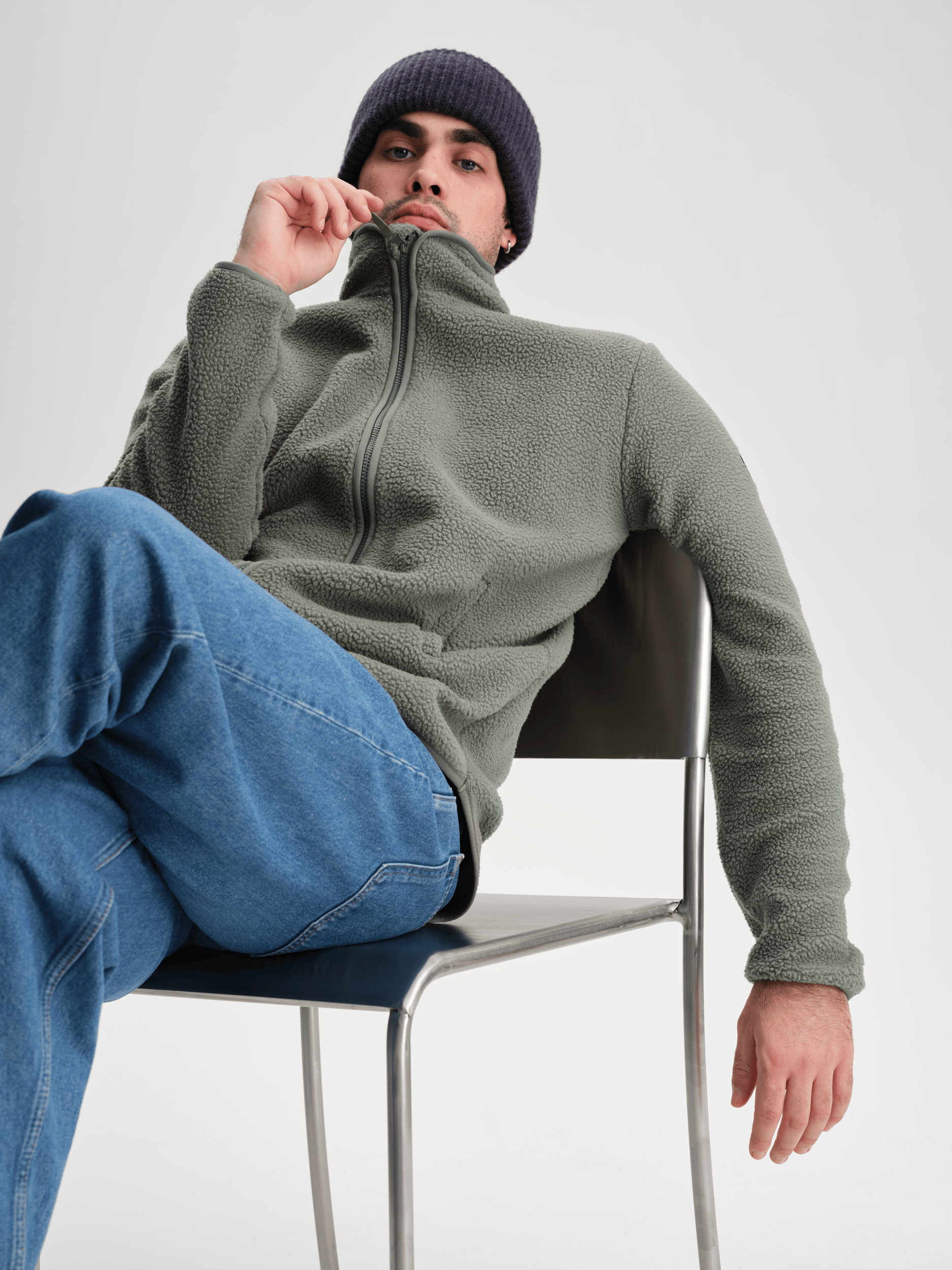 KOSZULA Z ZAMKIEM PILE KHAKI SZARY Everest Polar Pile