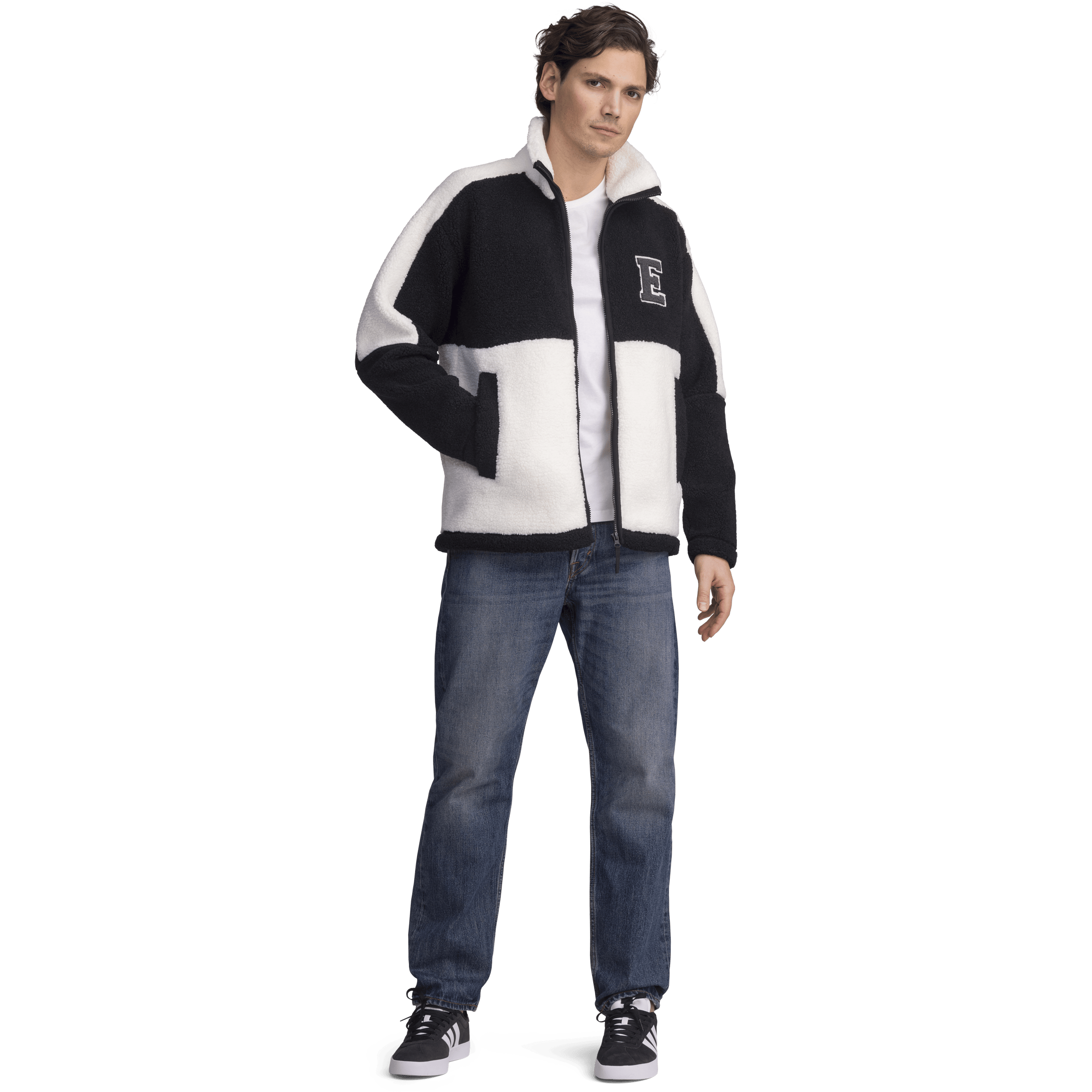 NEEL PILE JACKE - SCHWARZ/OFFWHITE Everest Pile Fleece
