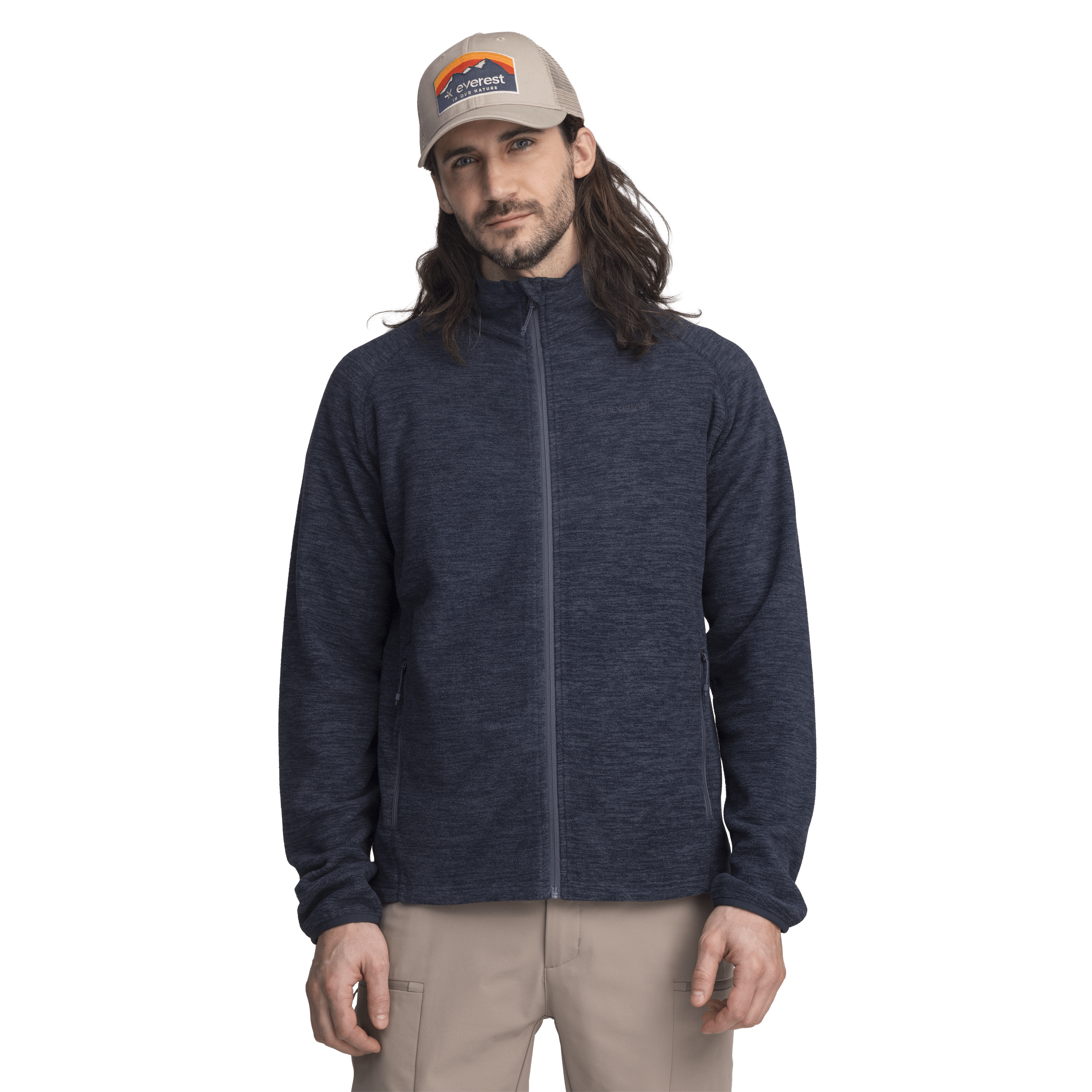 KURTKA Z POLARU NA ZAMEK GRANATOWY MELANŻ Everest Druga warstwa