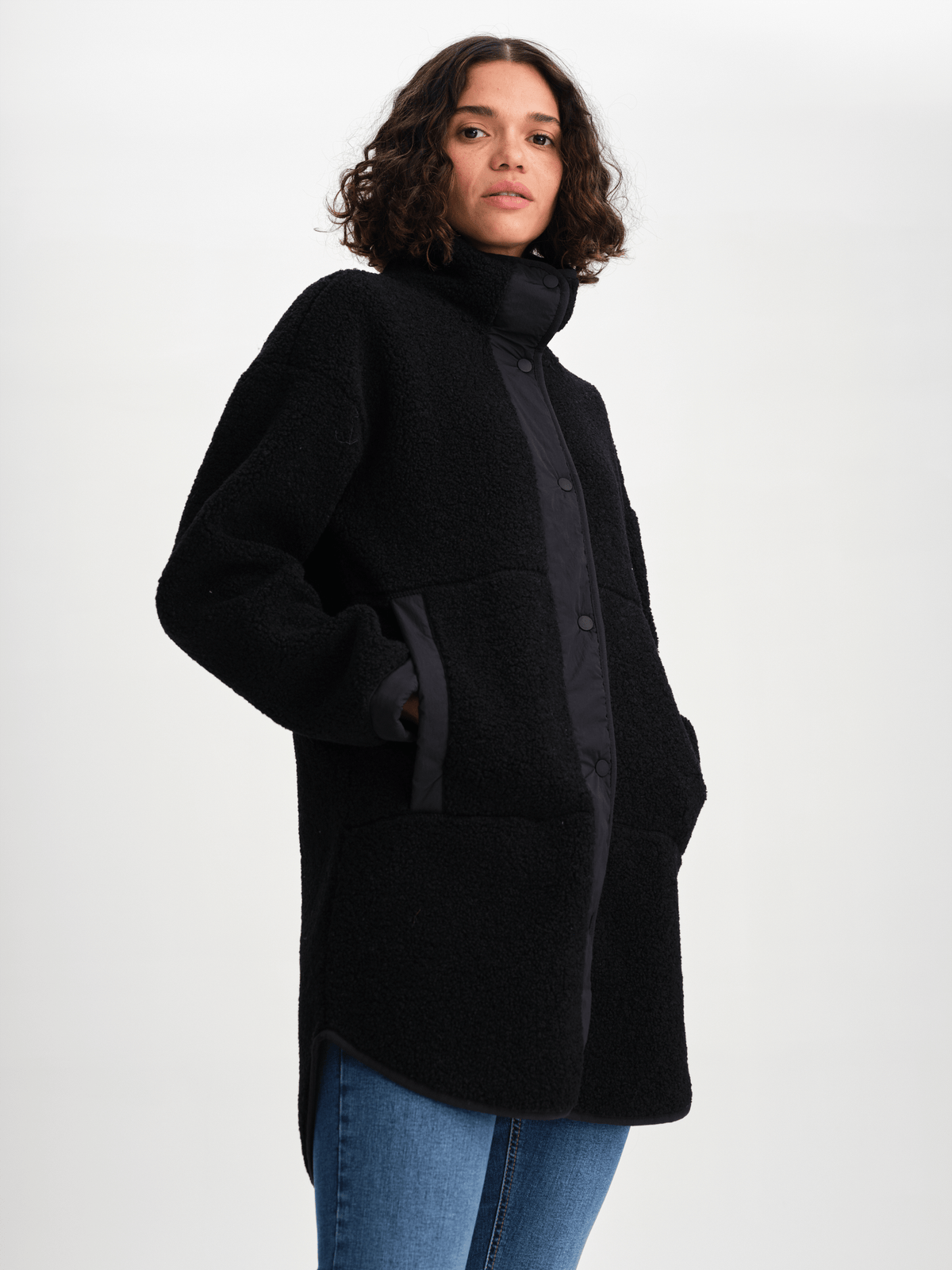 HAYDEN PILE COAT OFF BLACK