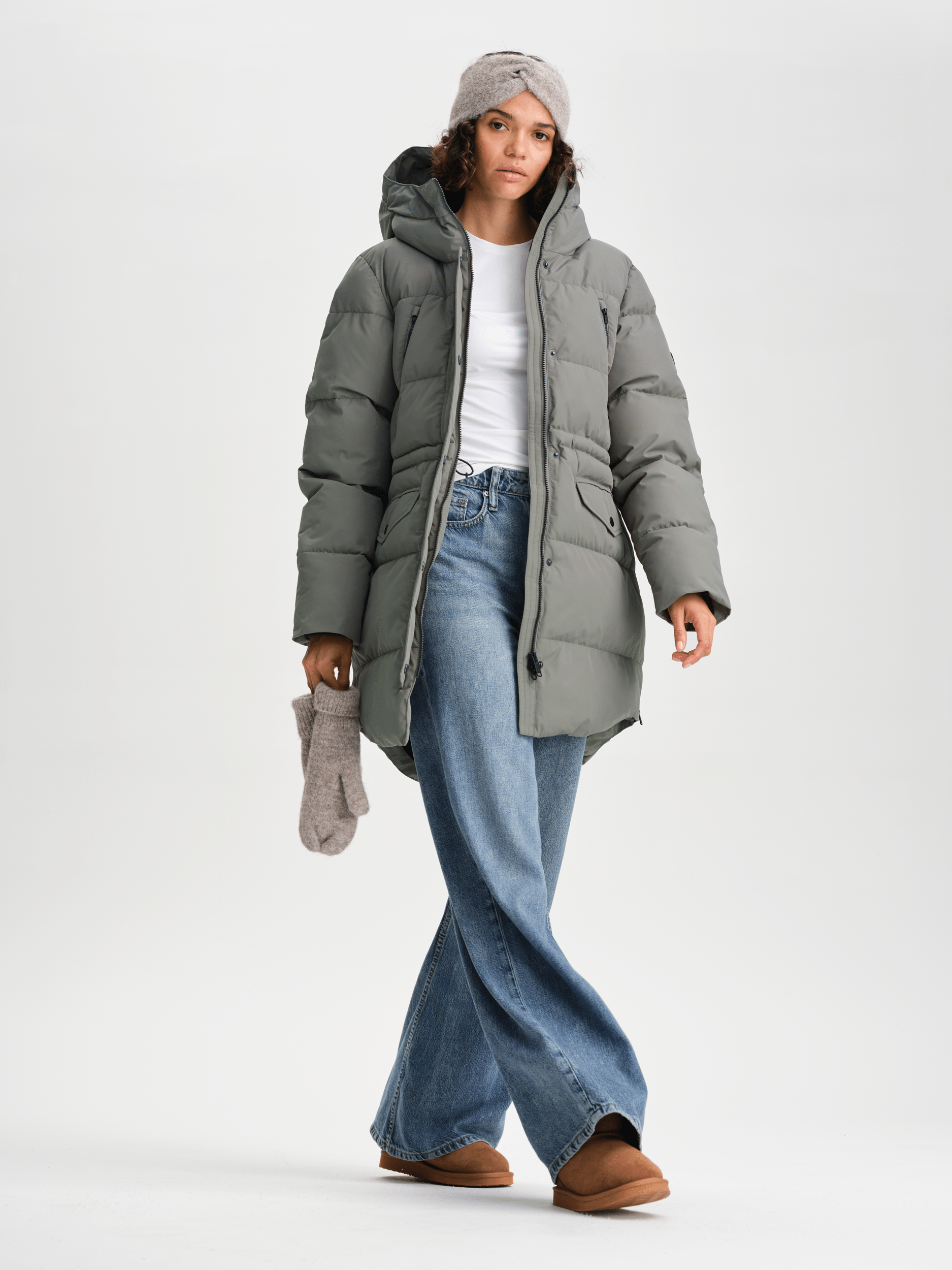 WARM PARKA KHAKI GRAU Everest Gepolsterter Parka