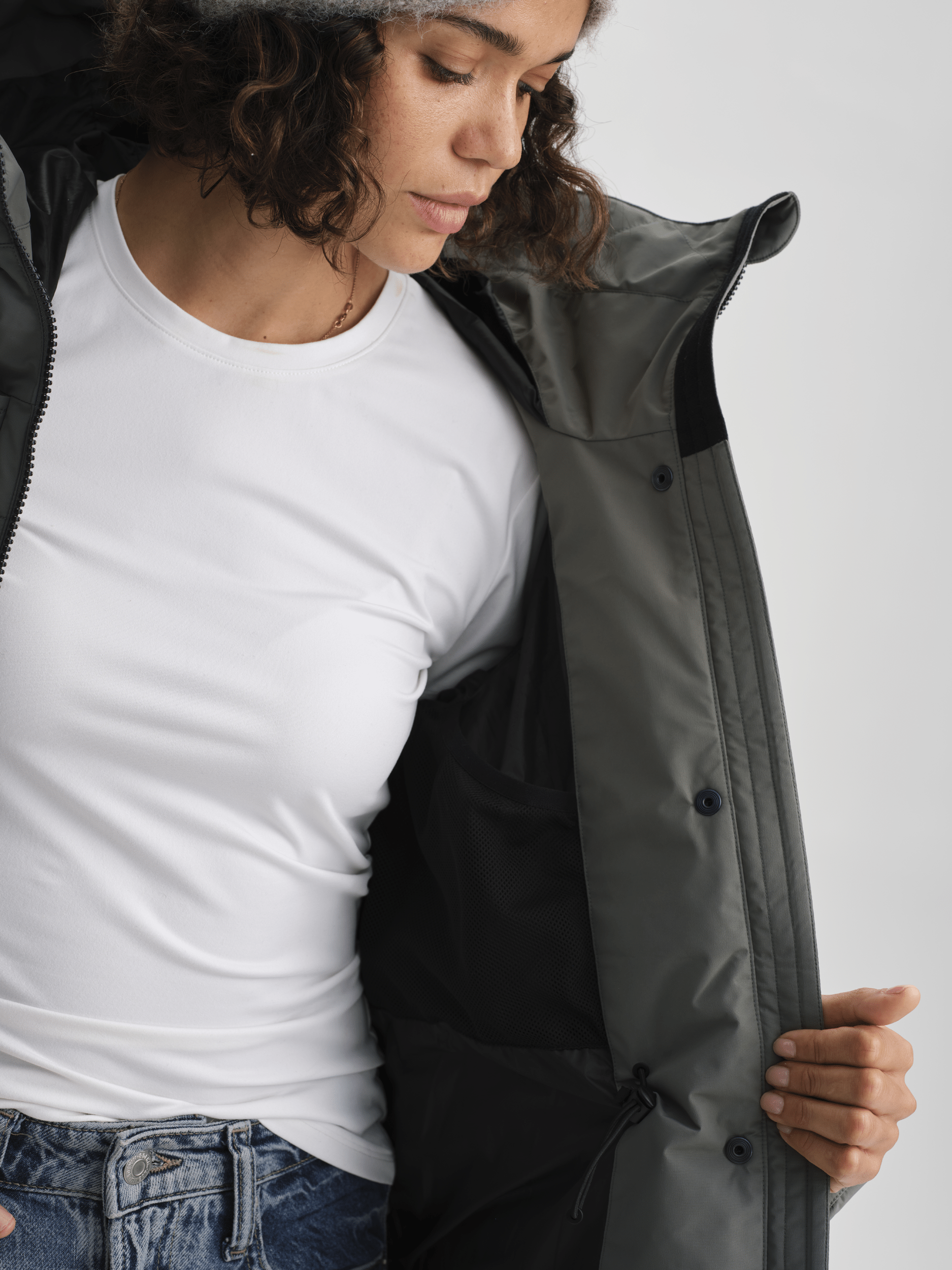 WARM PARKA KHAKI GRAU Everest Gefütterter Parka