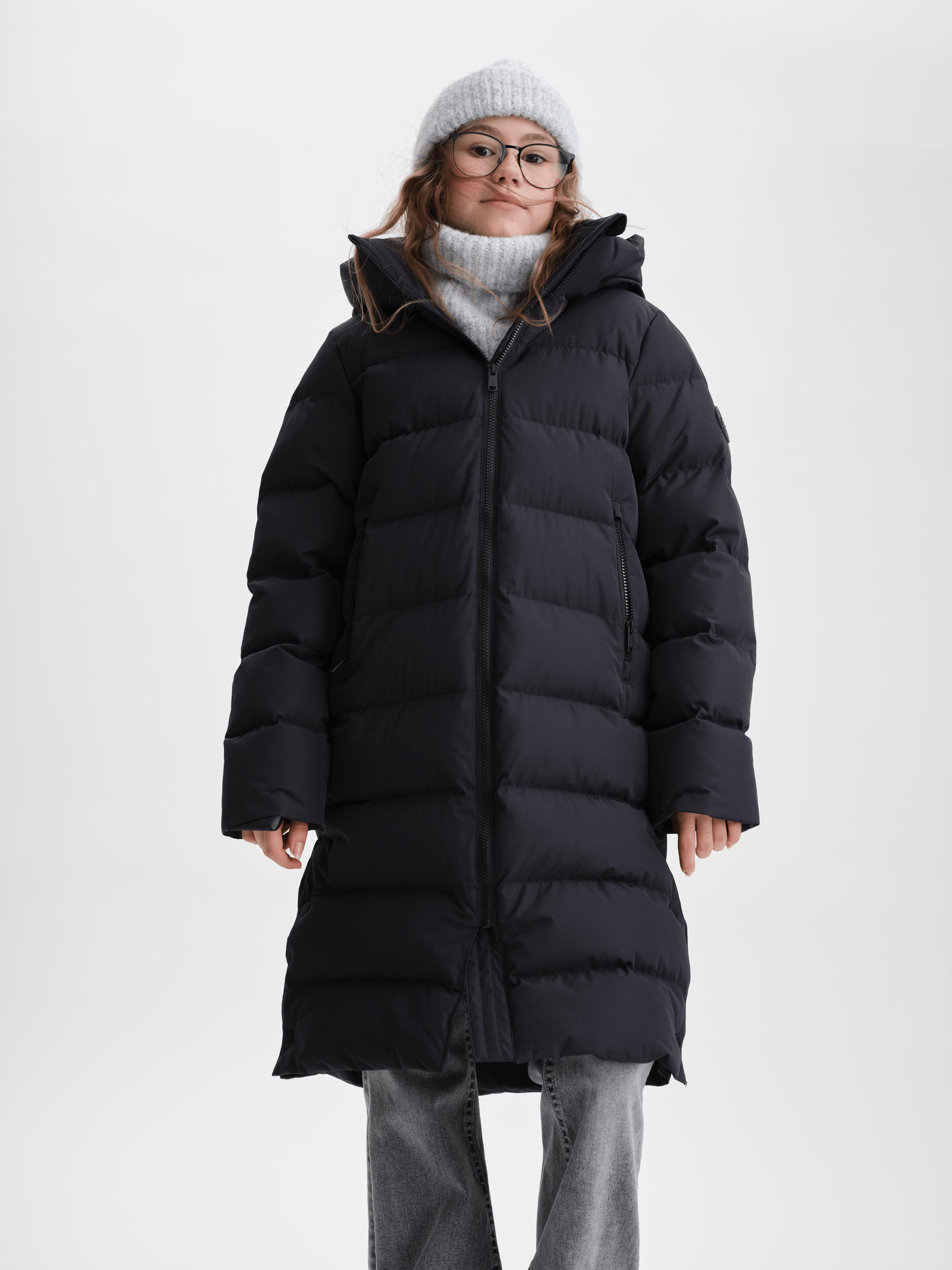 JUNEAU PŁASZCZ CZARNY JUNIOR Everest Pikowany płaszcz