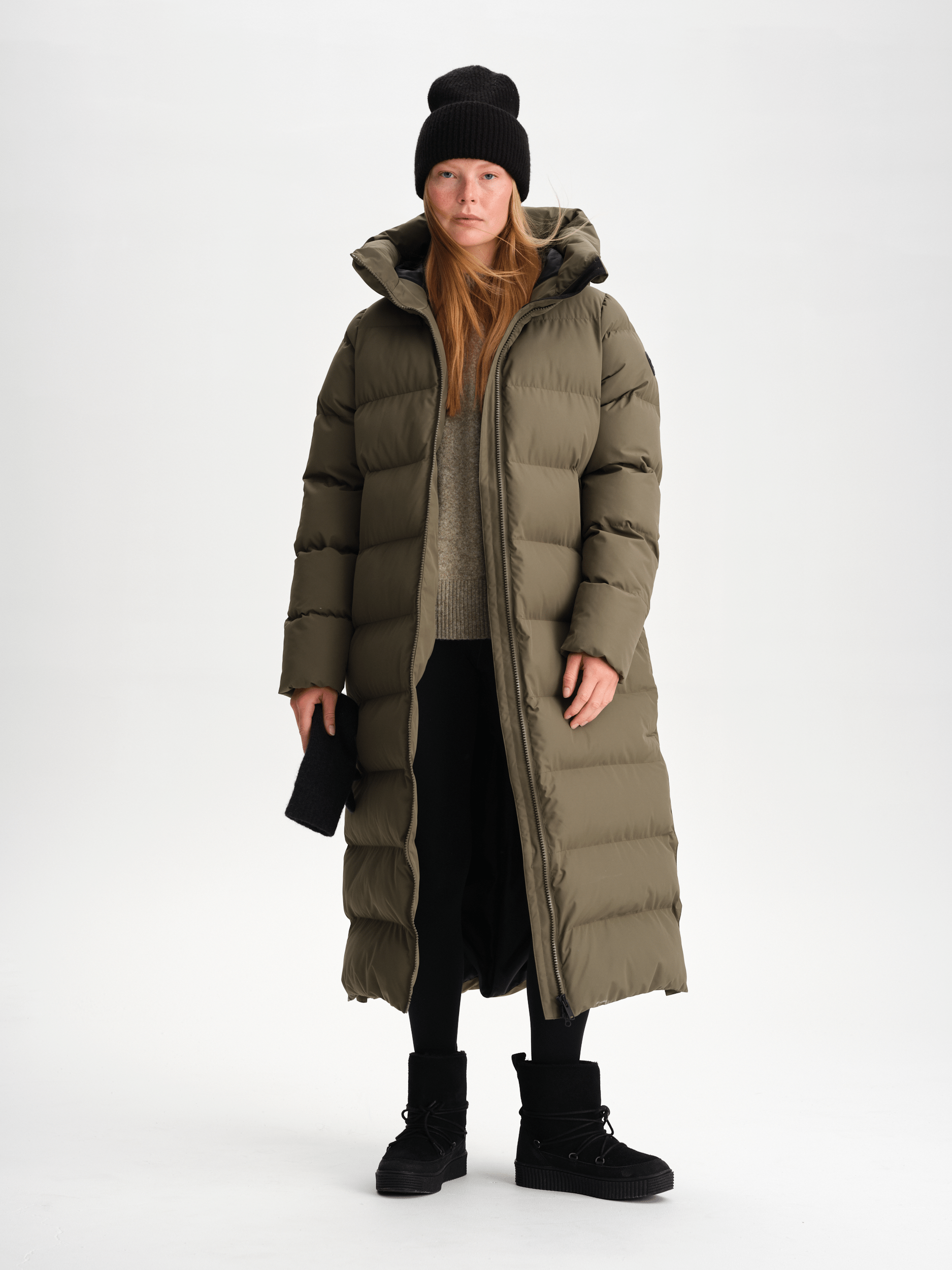 JUNEAU PŁASZCZ MUD GREEN Everest Pikowany płaszcz