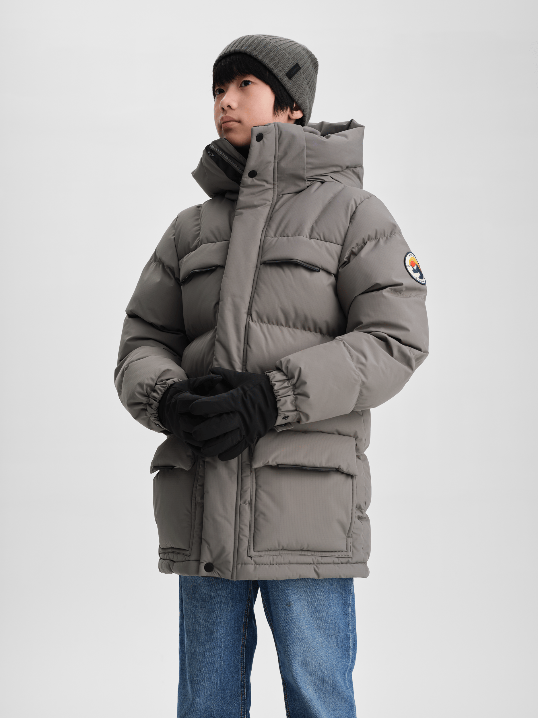 ARCTIC PARKA KHAKI SZARY JUNIOR Everest Zimowa parka