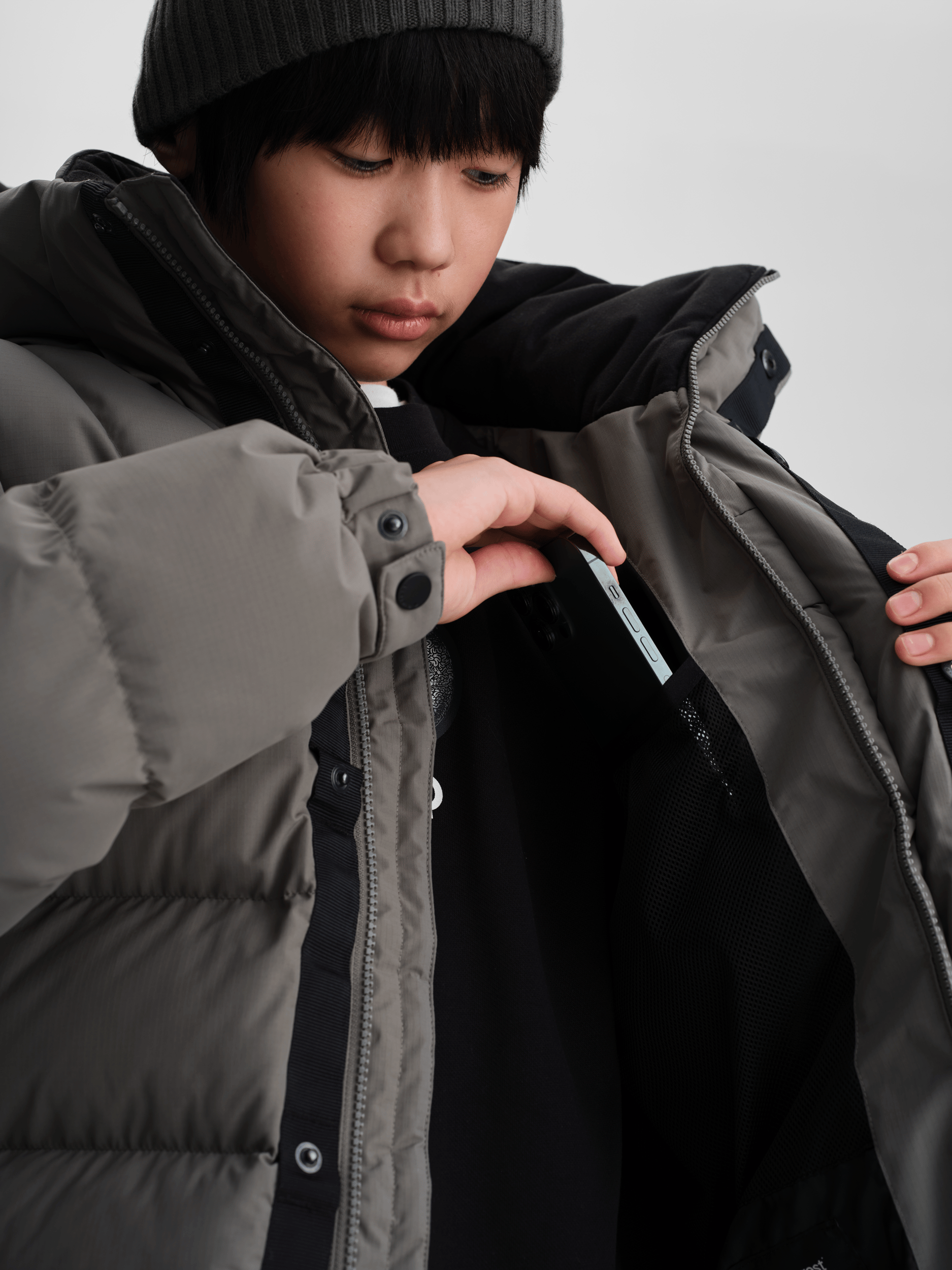 ARCTIC PARKA KHAKI SZARY JUNIOR Everest Zimowa parka