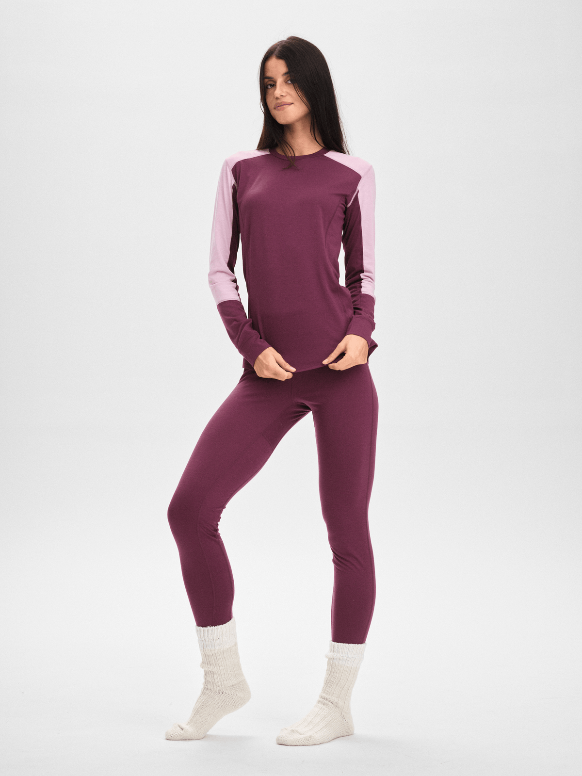 BASE LAYER PANTS MAUVE WINE WOMEN Everest Base Layer Wool