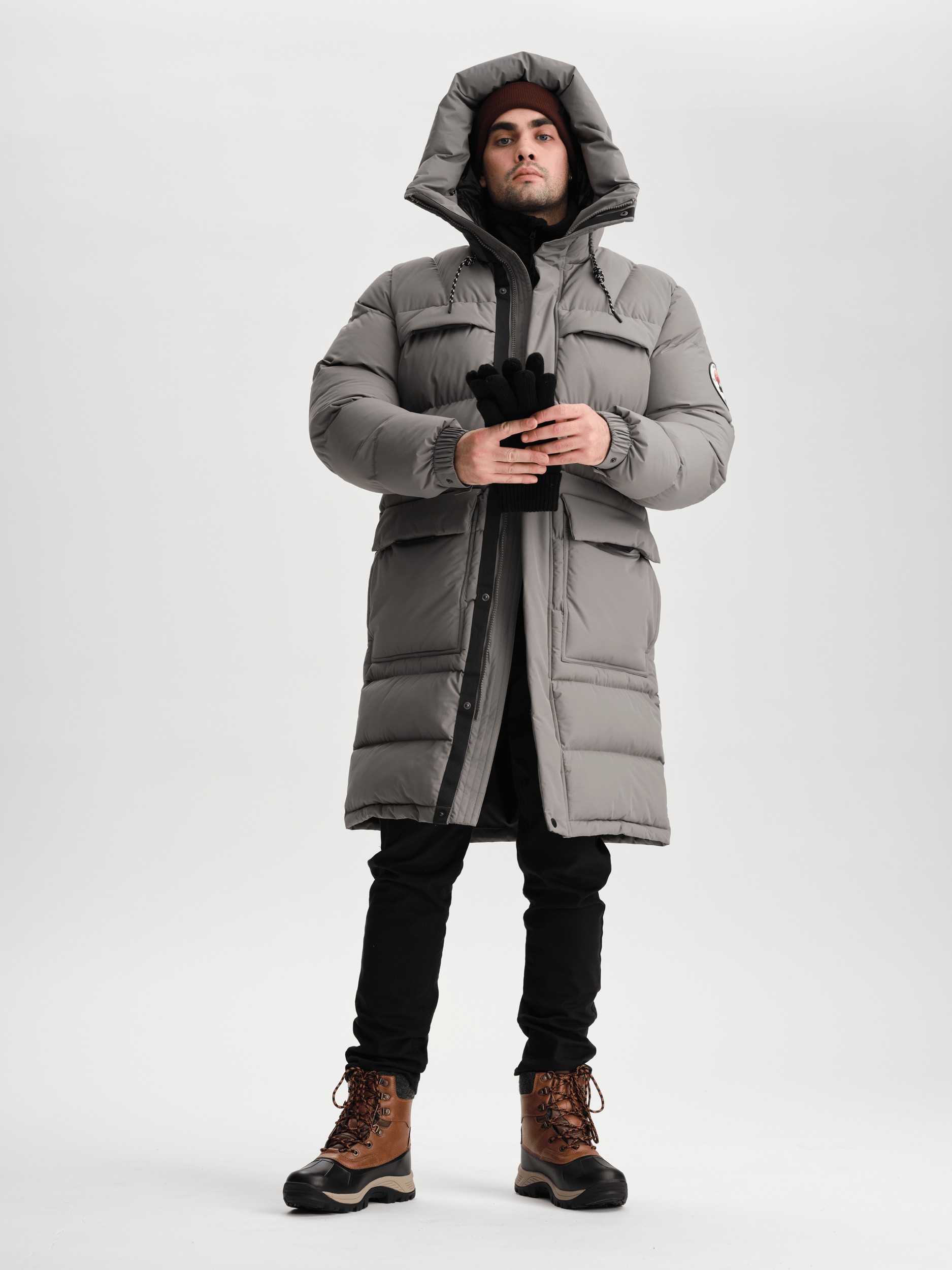 ARCTIC DŁUGA PARKA KHAKI SZARA Everest Pikowana parka
