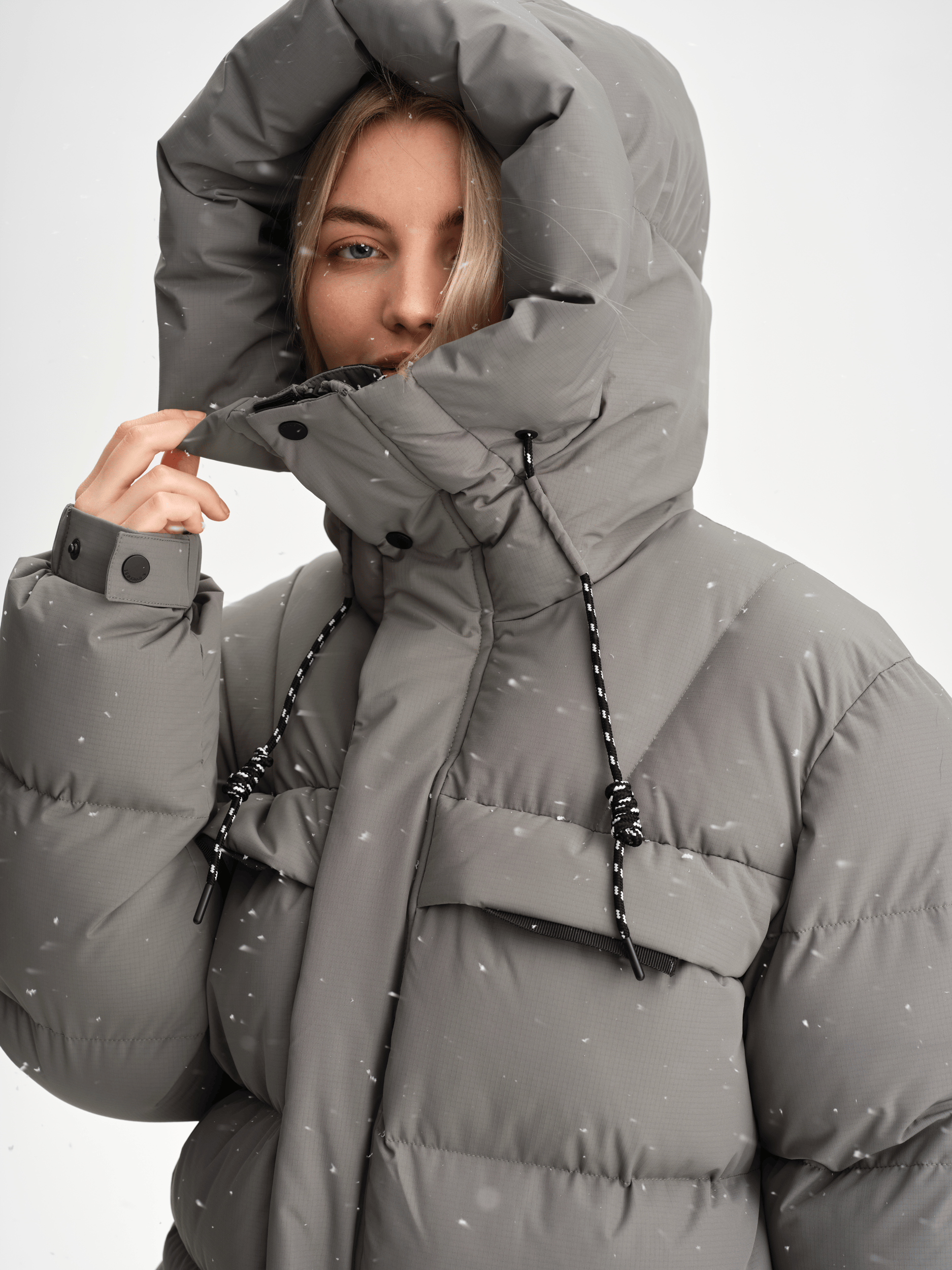 ARCTIC DŁUGA PARKA KHAKI SZARA Everest Pikowana parka