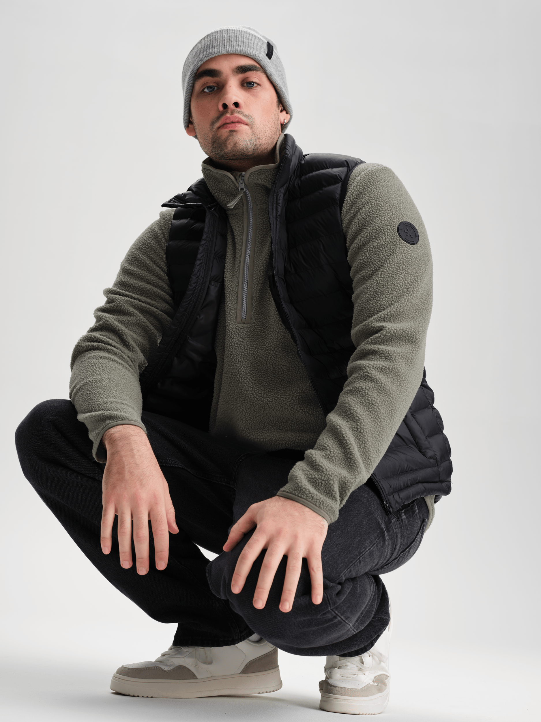 PILE HALFZIP KHAKI GREY Everest Polar z polaru typu pile
