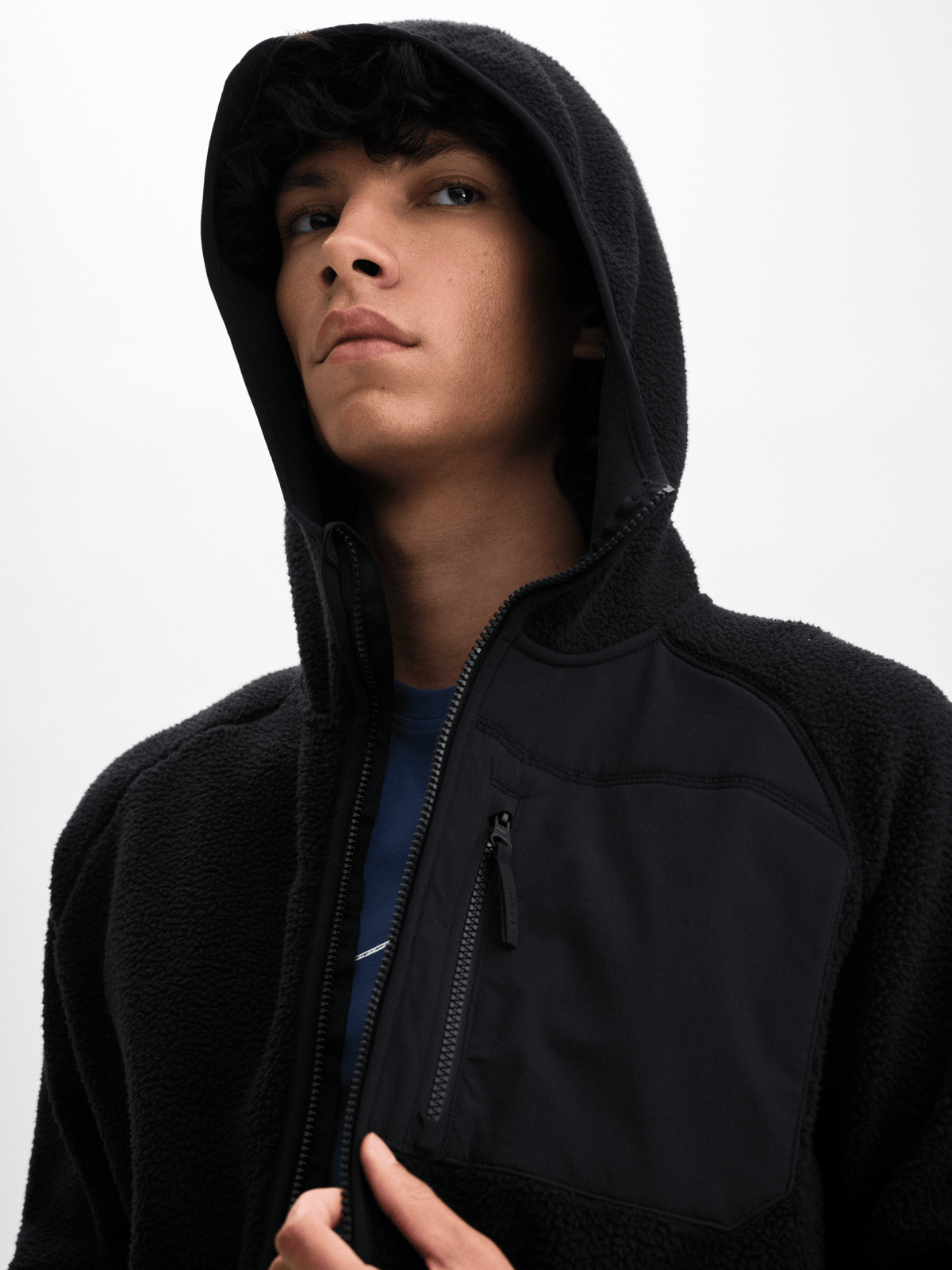 PILE HOOD RETRO BLACK Everest Pile Fleece