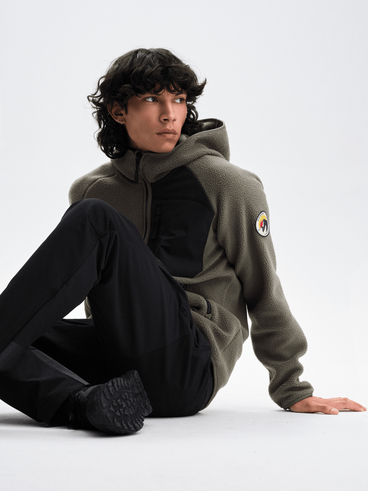 PILE HOOD RETRO KHAKI/GREY Everest Pile Fleece