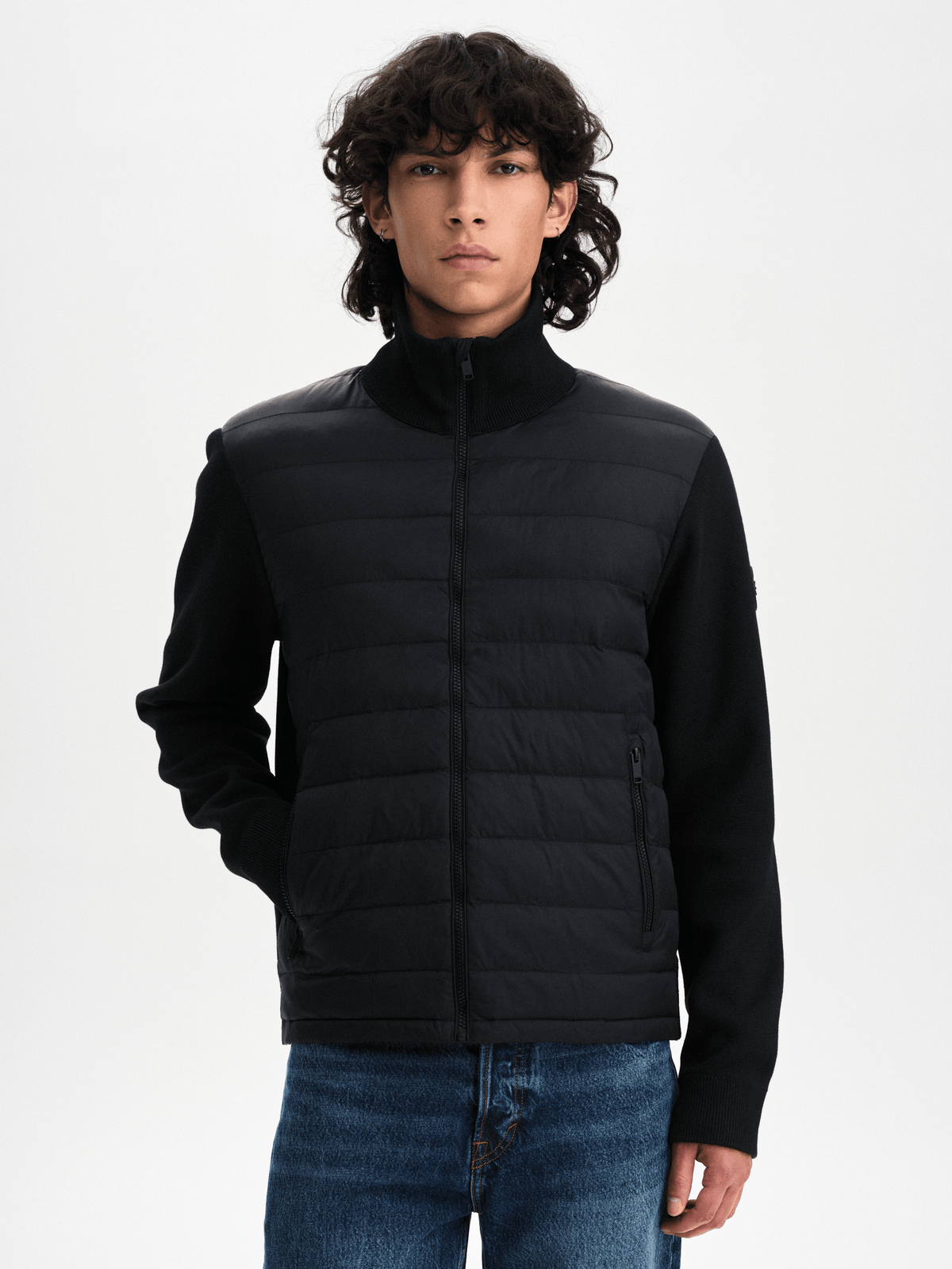 KNITTED HYBRID JACKET BLACK Everest Jacket