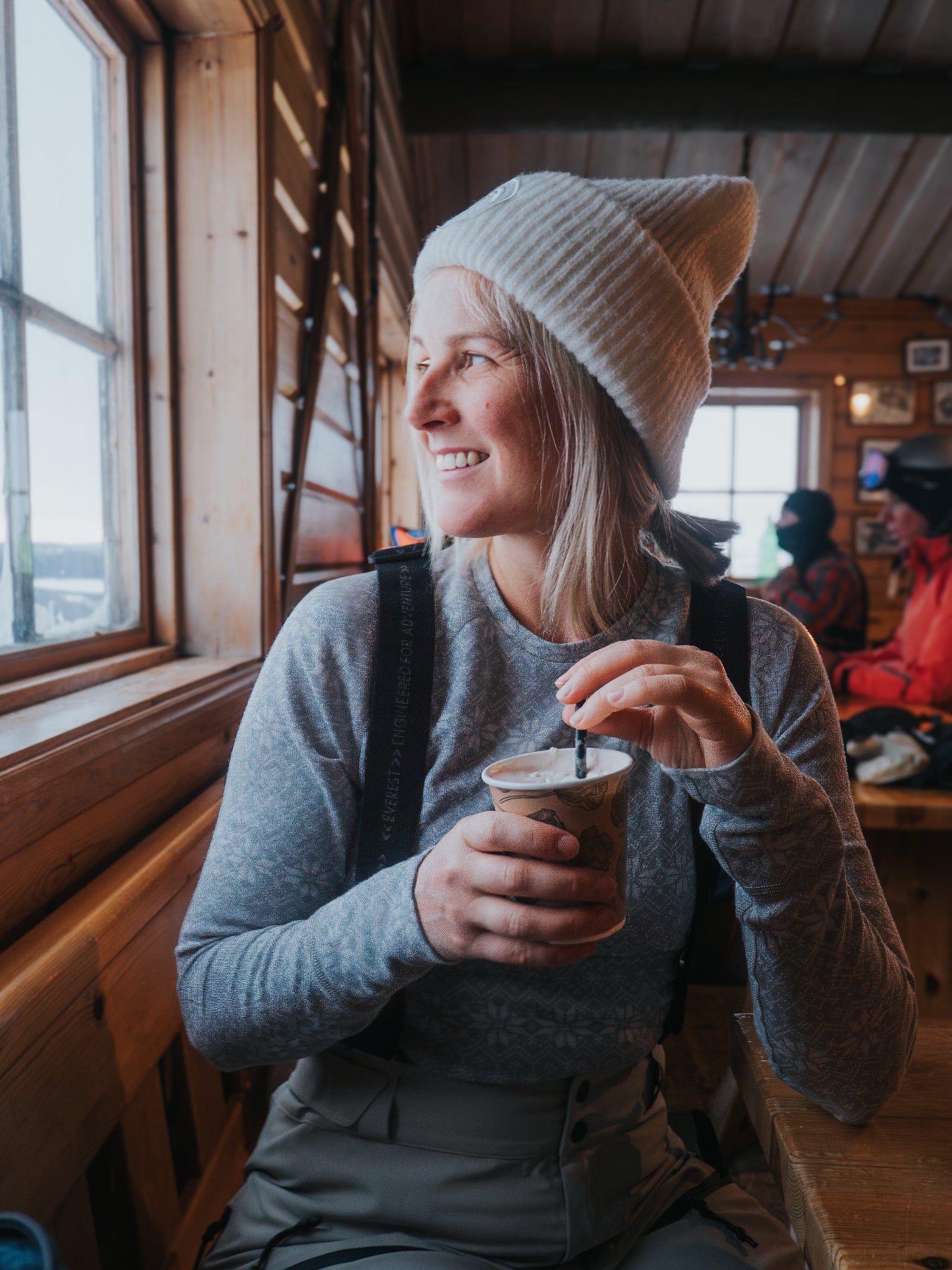 KOSZULKA BAZOWA Z WEŁNY WZÓR OFFWHITE DAMSKA Everest Warstwa bazowa z wełny